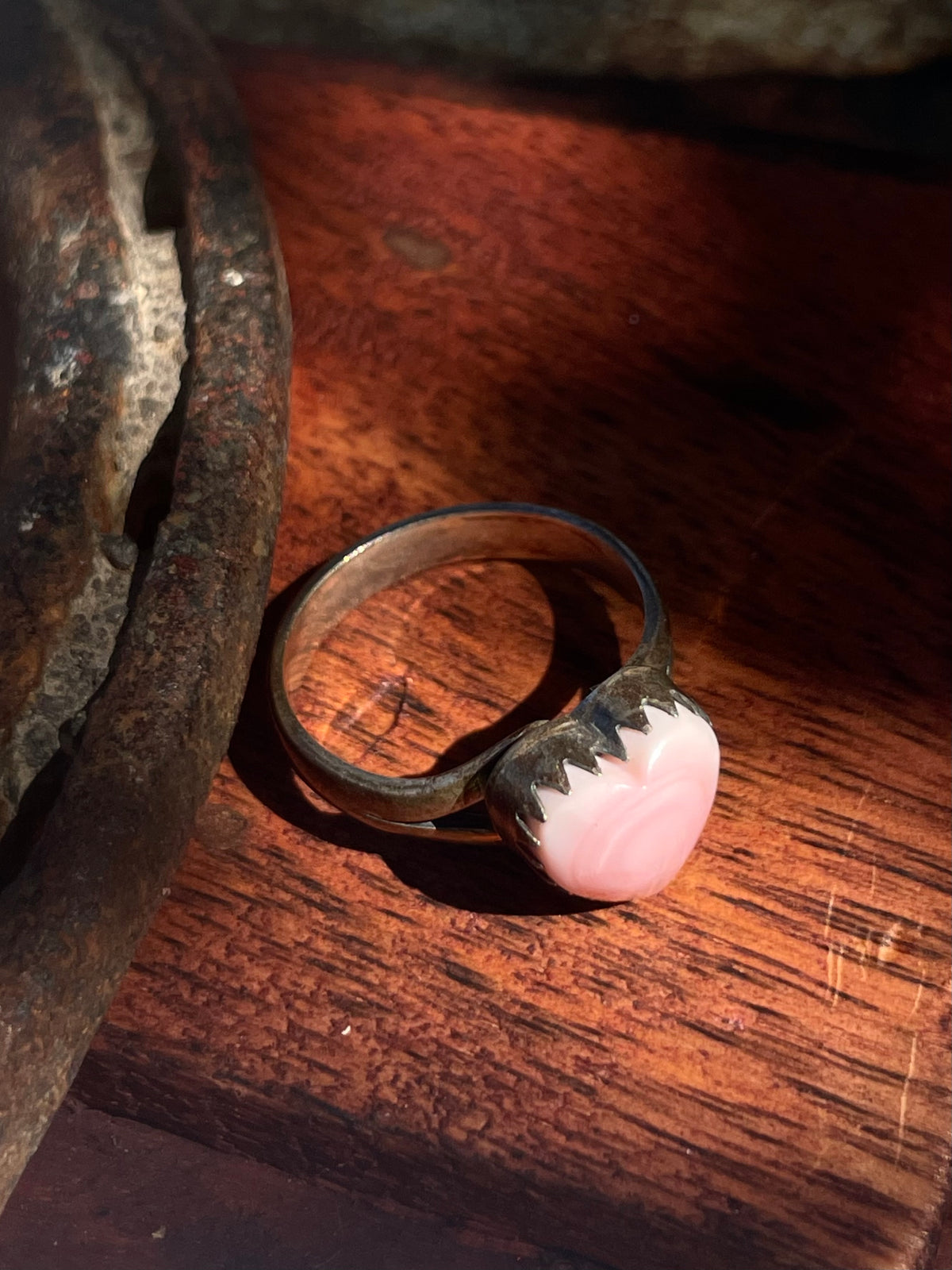 Pink Conch Heart Ring | 925 Sterling Silver | Size 7.75 D365
