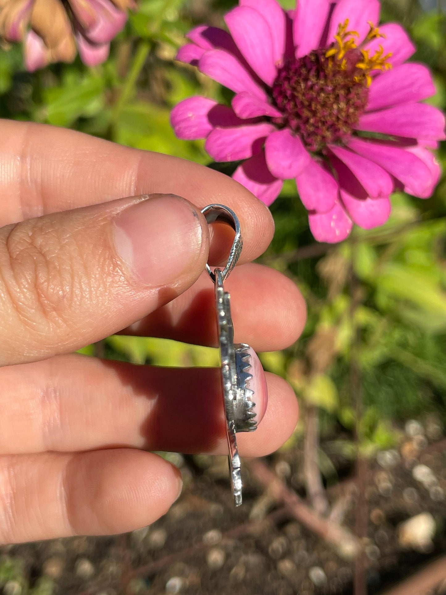 Pink Conch Thunderbird Pendant | Handcrafted Sterling Silver 925 B462