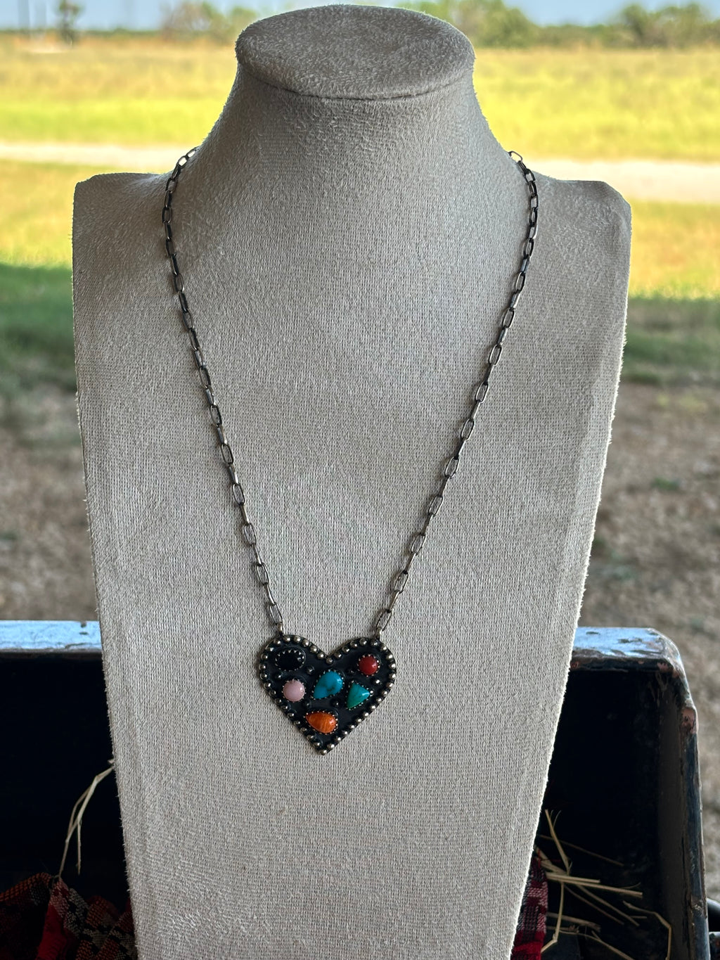 Mixed Stone Heart Necklace | 925 Sterling Silver Z12
