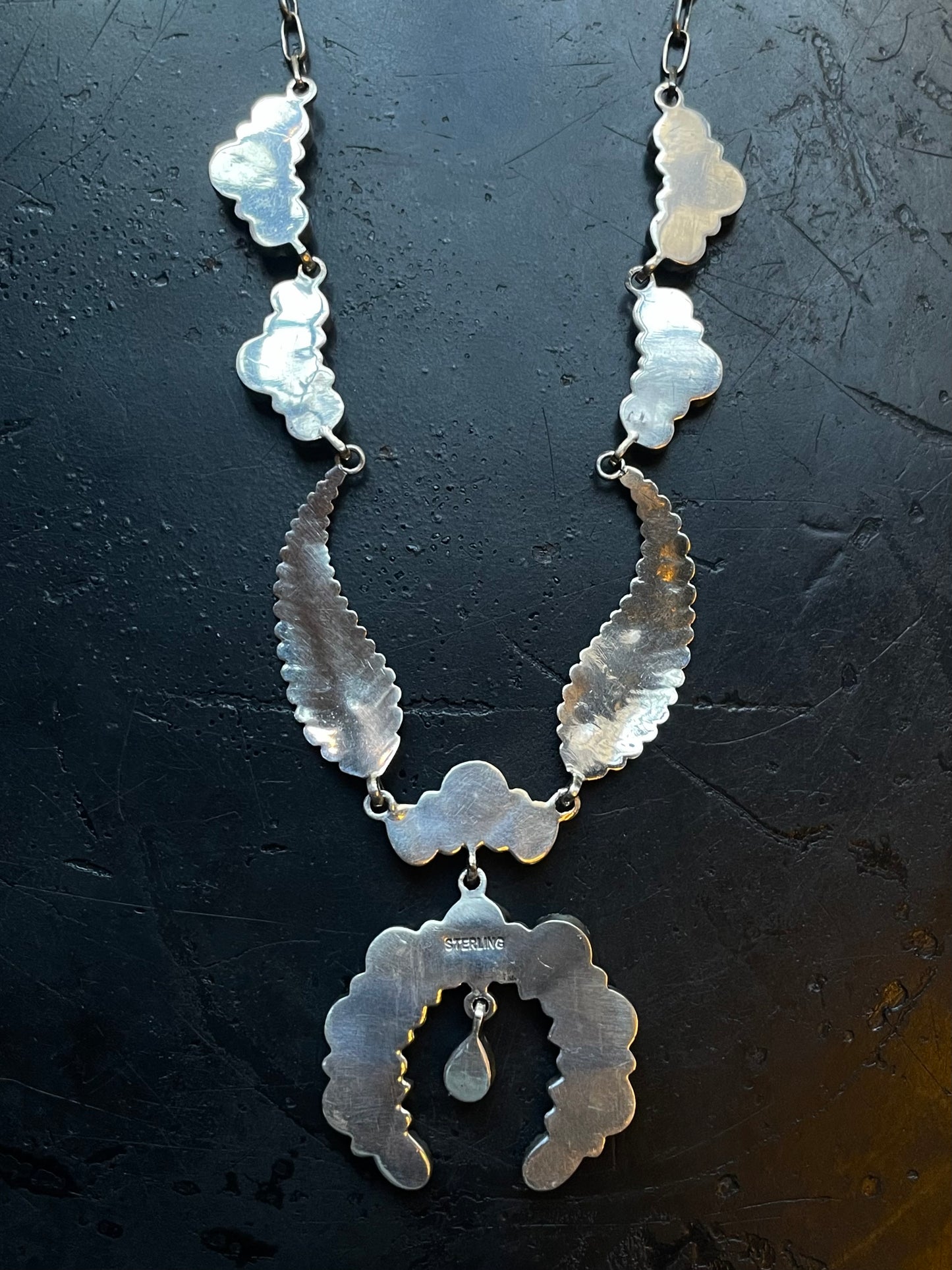 Kingman Turquoise Feather Naja Necklace | 925 Sterling Silver E626
