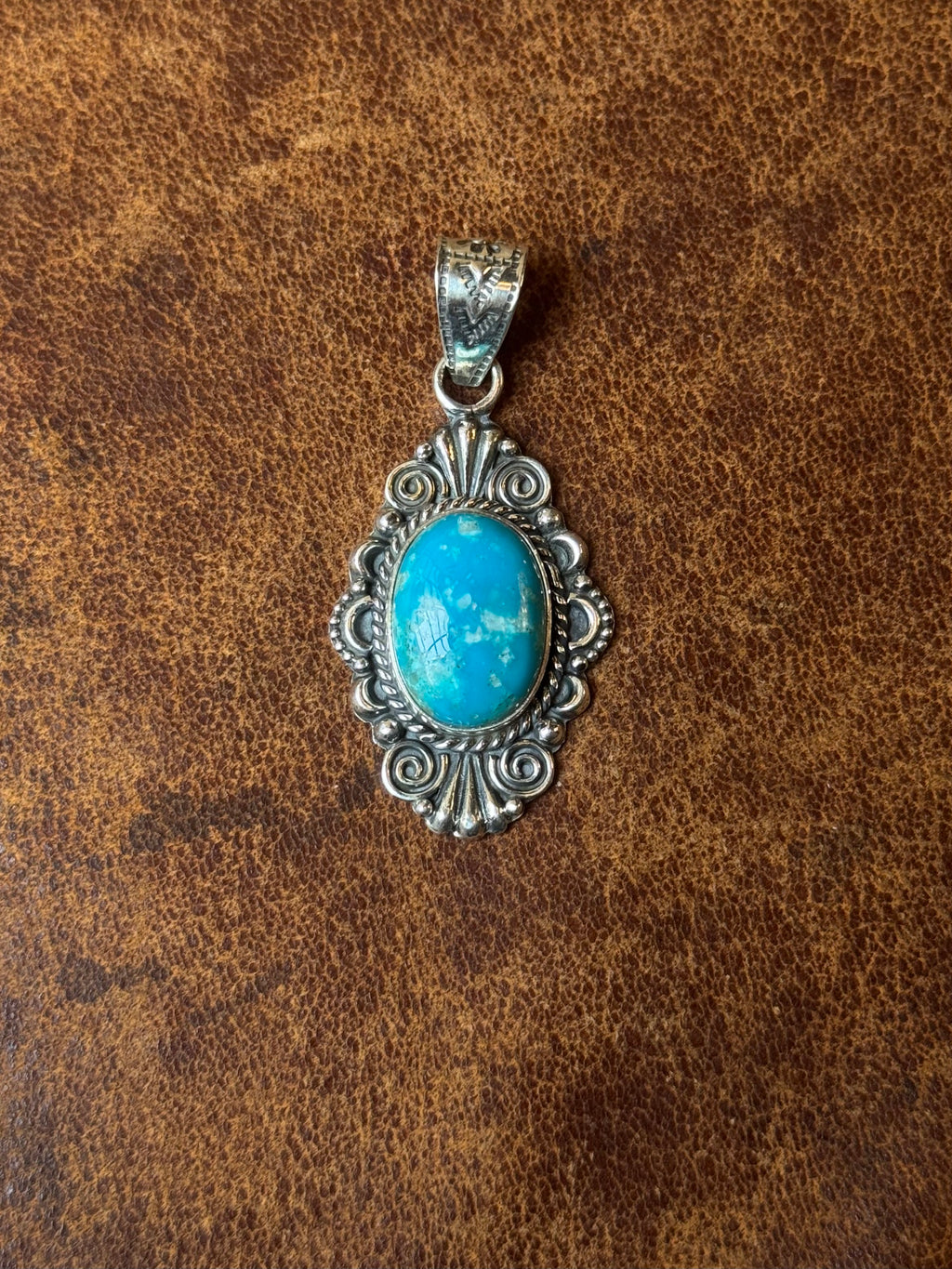Turquoise Oval Pendant | Sterling Silver | A777