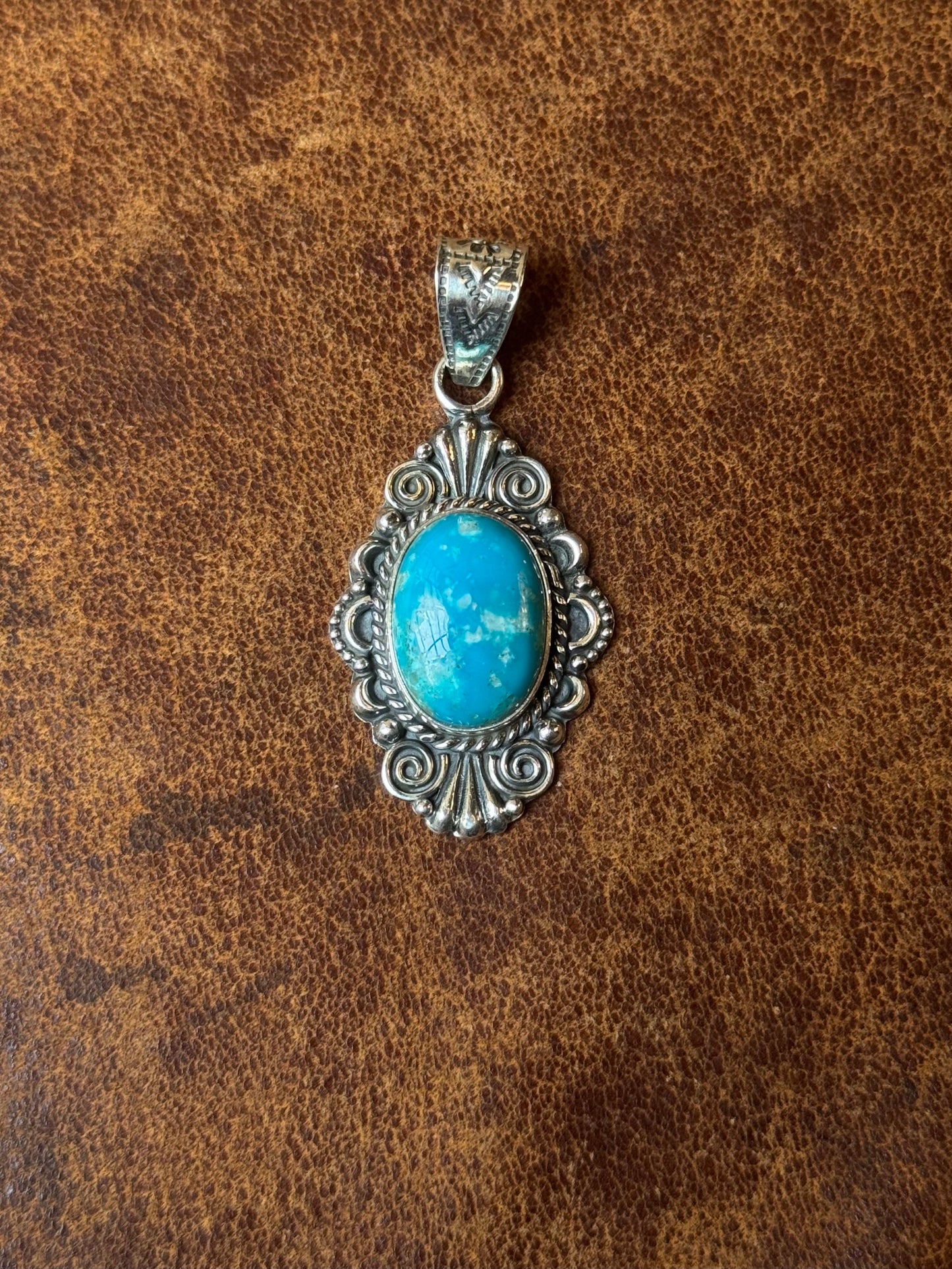 Turquoise Oval Pendant | Sterling Silver | A777