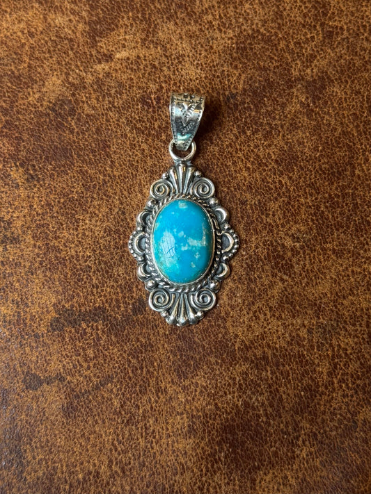 Turquoise Oval Pendant | Sterling Silver | A777
