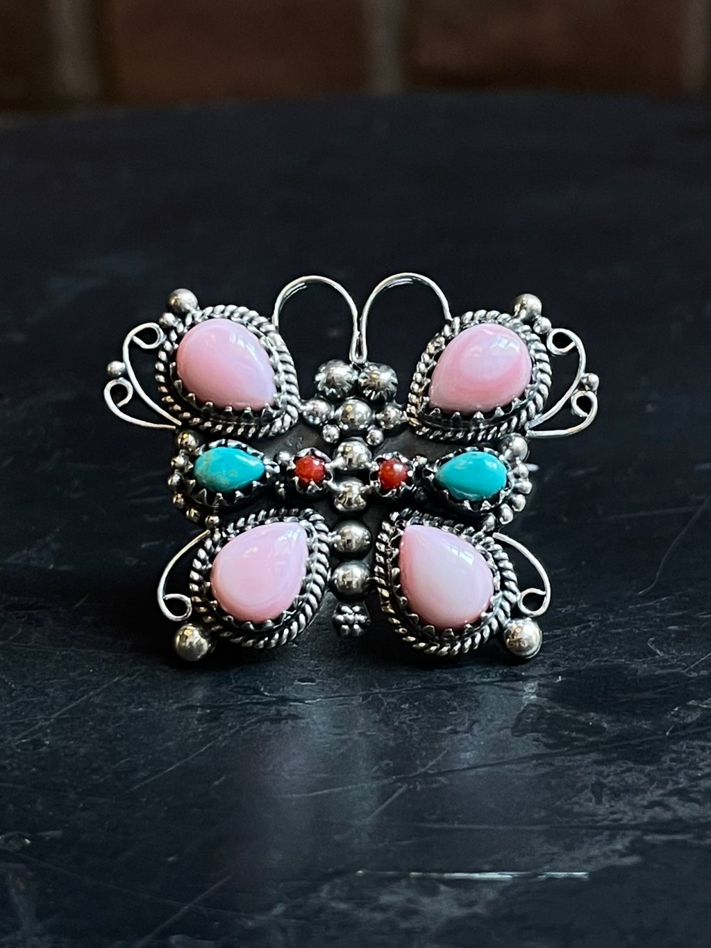 Pink Conch Butterfly Ring | Sterling Silver | Size 8 | A339