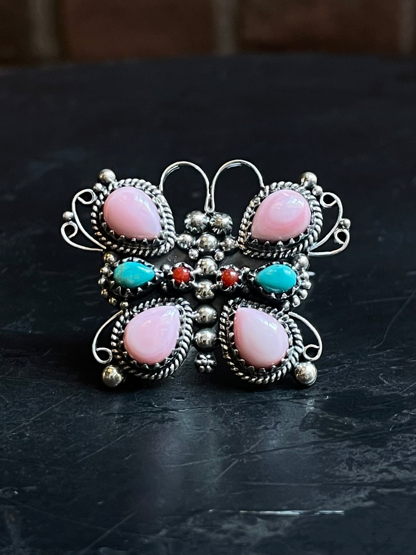 Pink Conch Butterfly Ring | Sterling Silver | Size 8 | A339