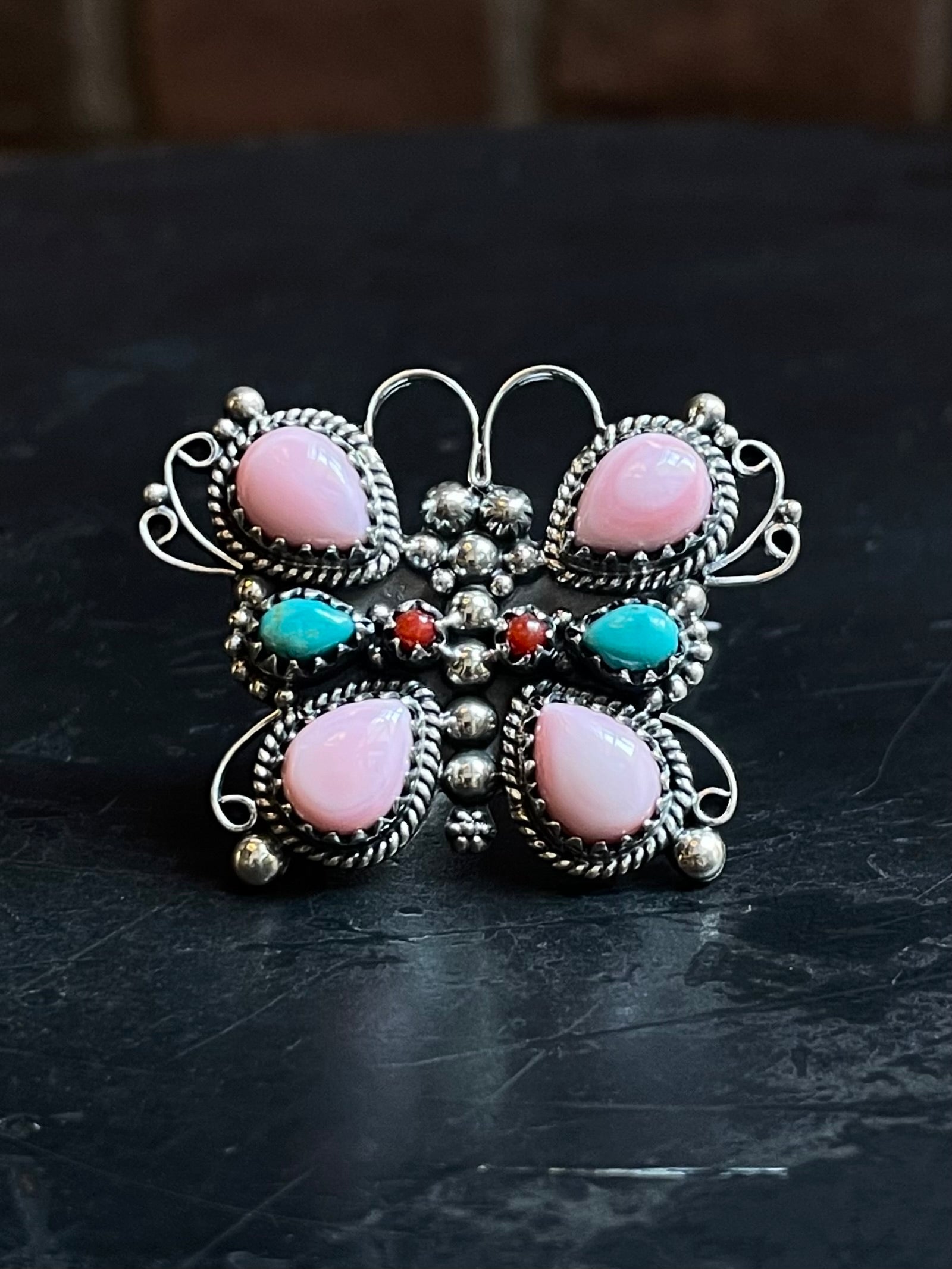 Pink Conch Butterfly Ring | Sterling Silver | Size 8 | A339