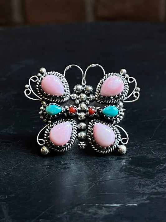 Pink Conch Butterfly Ring | Sterling Silver | Size 8 | A339