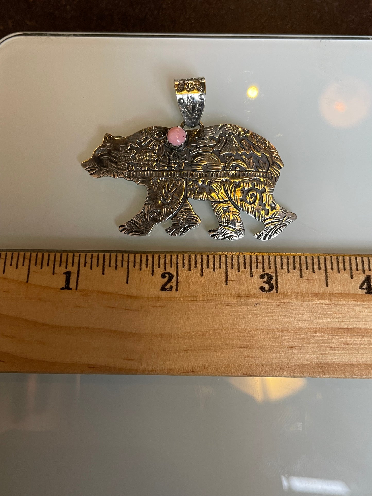 Pink Conch Bear Pendant | 925 Sterling Silver C520