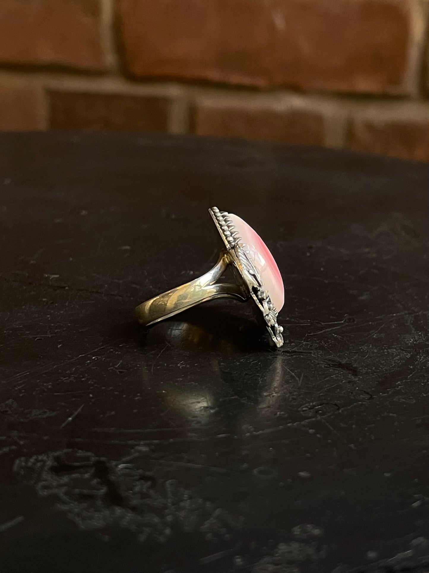 Pink Conch Floral Ring Size 7 | 925 Sterling Silver G101