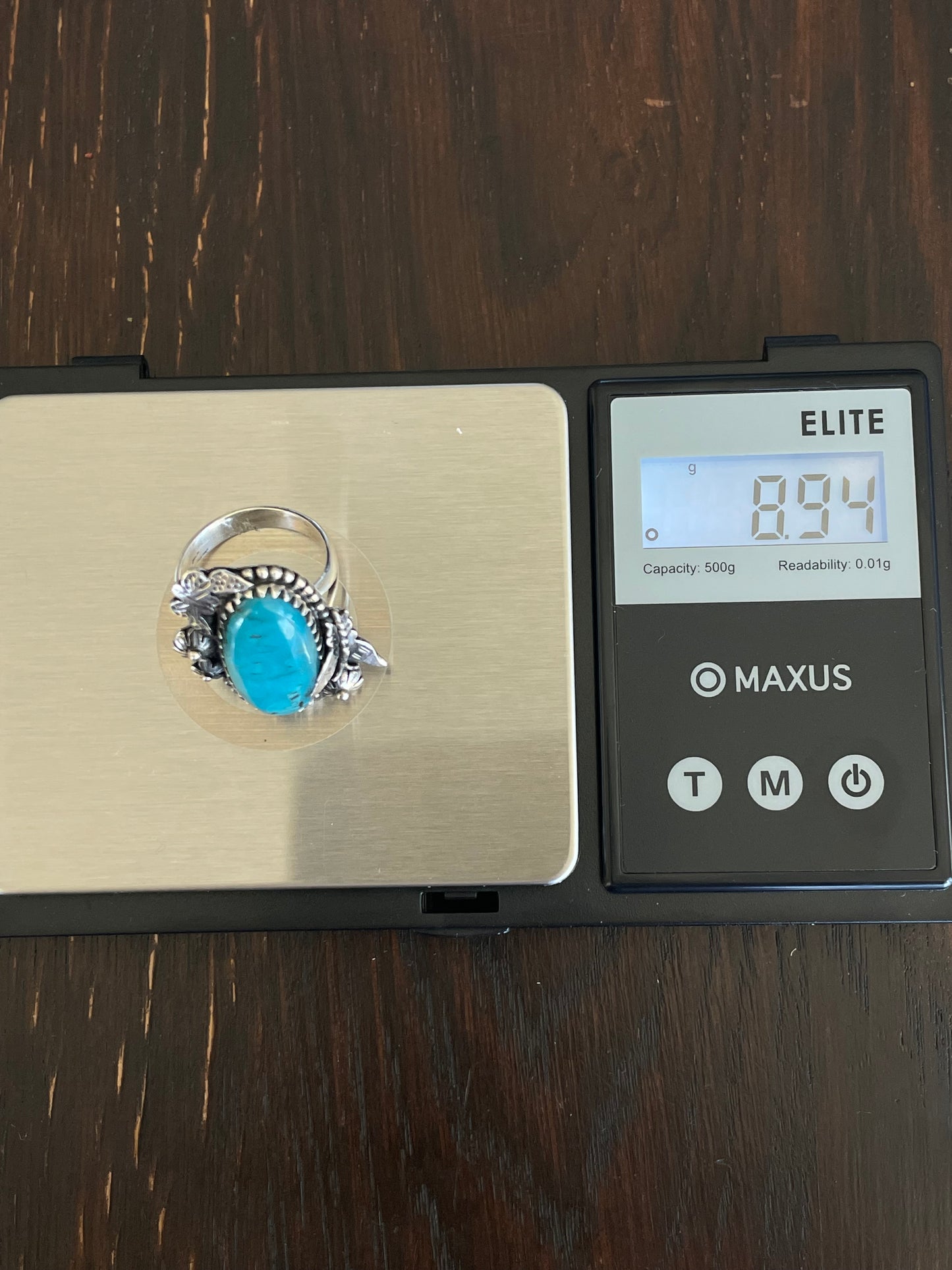 Turquoise Butterfly Floral Ring Size 8 | Sterling Silver E882