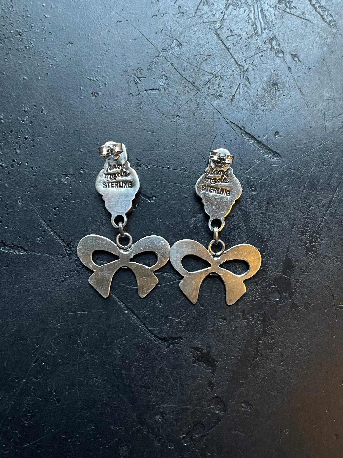 Kingman Turquoise Bow Earrings | Cluster Stud Drop E655