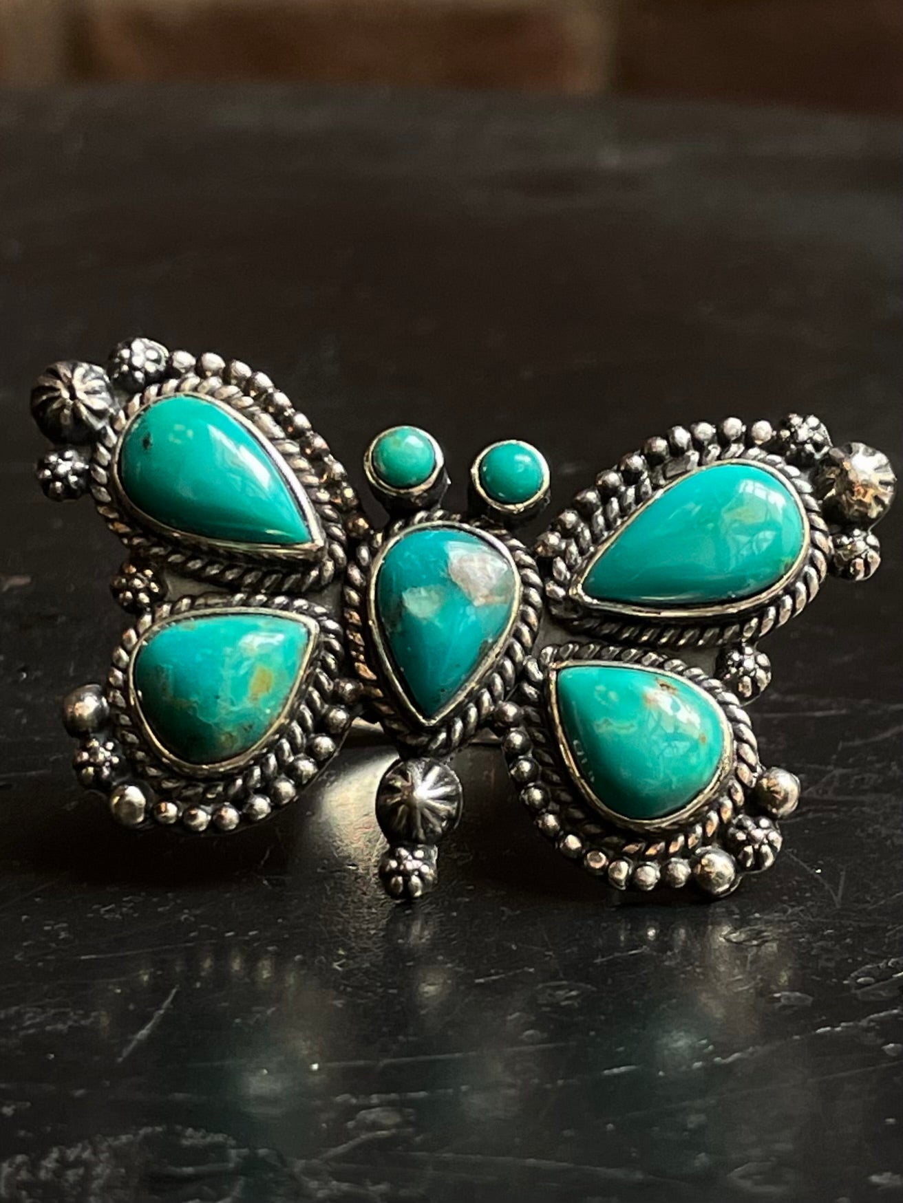 Kingman Turquoise Butterfly Ring Size 6.75 | 925 Sterling Silver G472