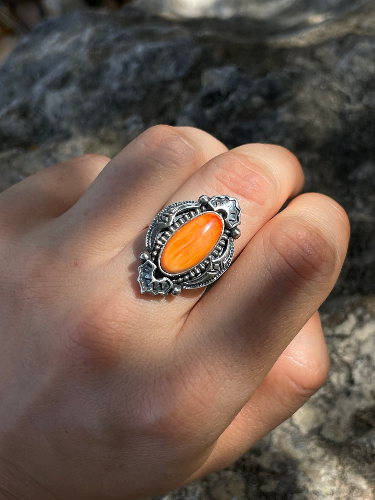 Spiny Oyster Statement Ring Size 7.25 | 925 Sterling Silver D267