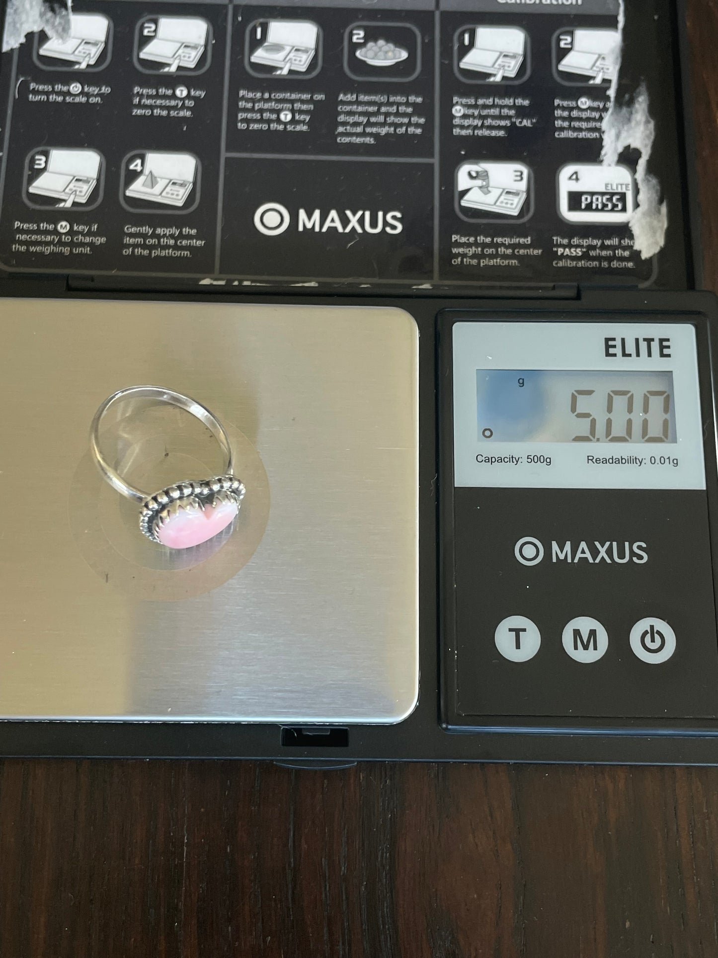 Pink Conch Ring Size 9 | 925 Sterling Silver E760