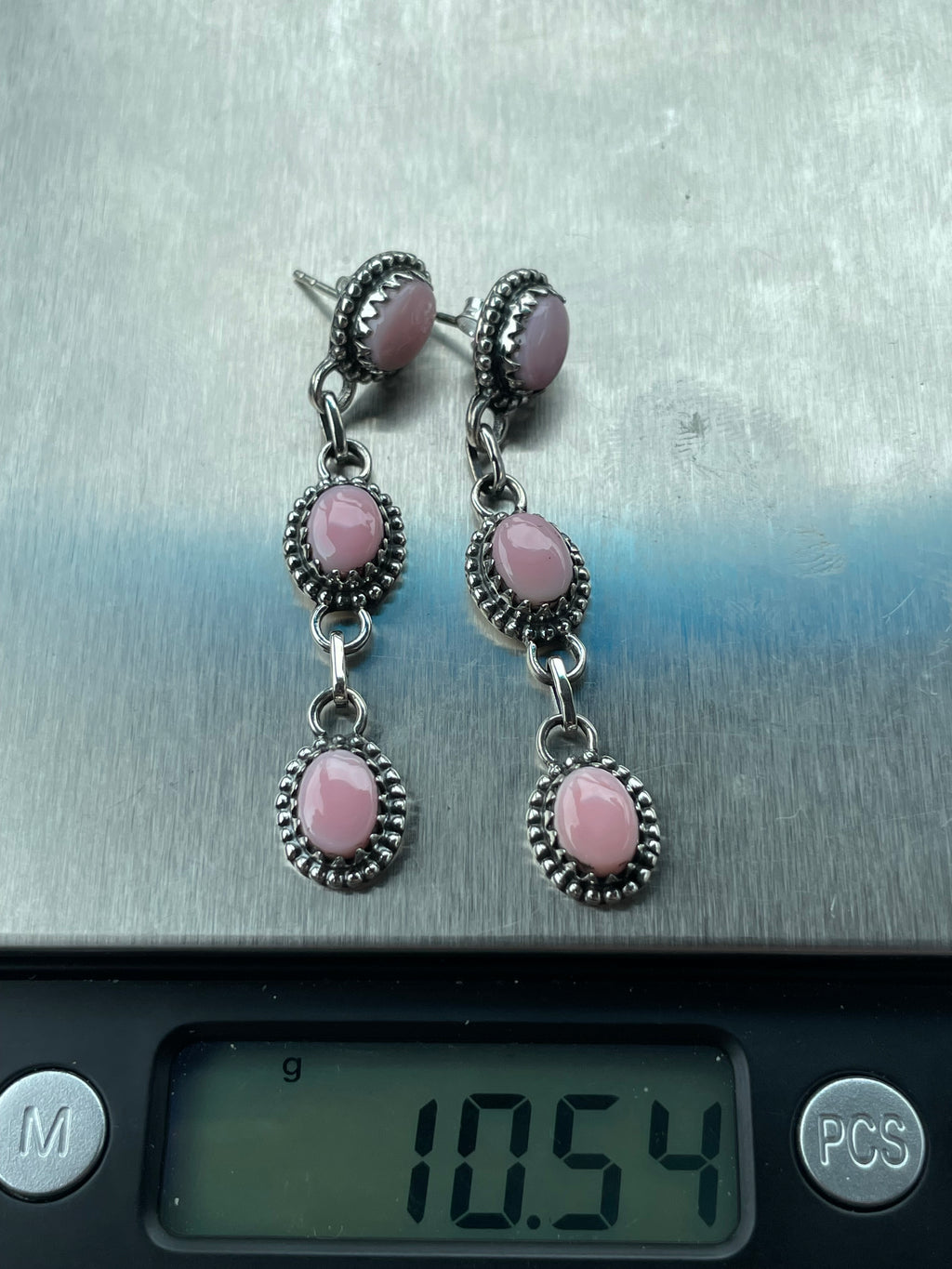 Pink Conch Drop Stud Earrings | 925 Sterling Silver B974