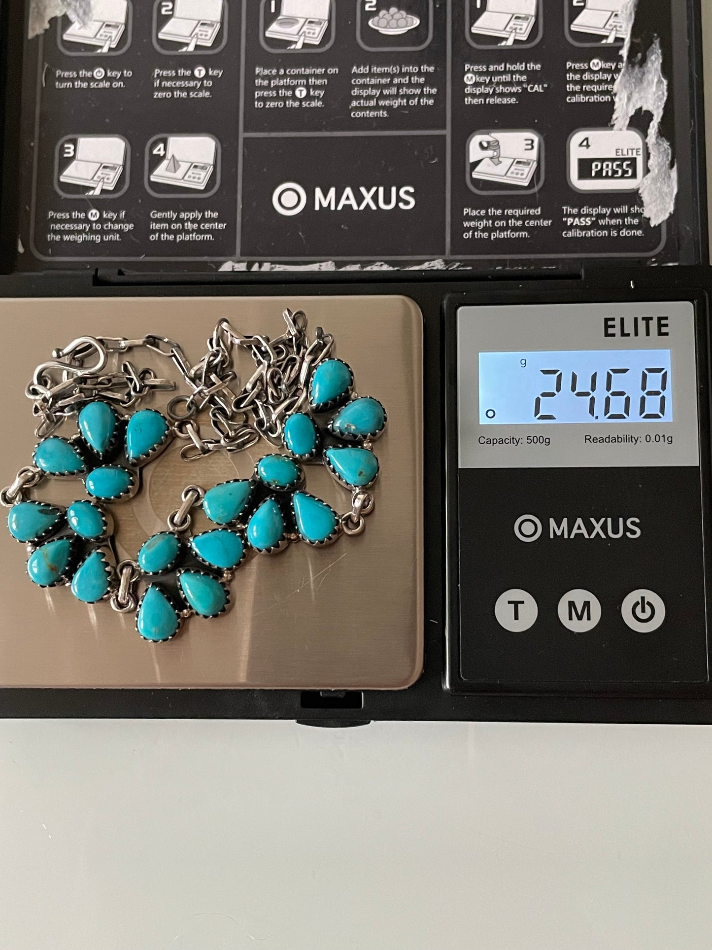Kingman Turquoise Cluster Necklace | 925 Sterling Silver E613
