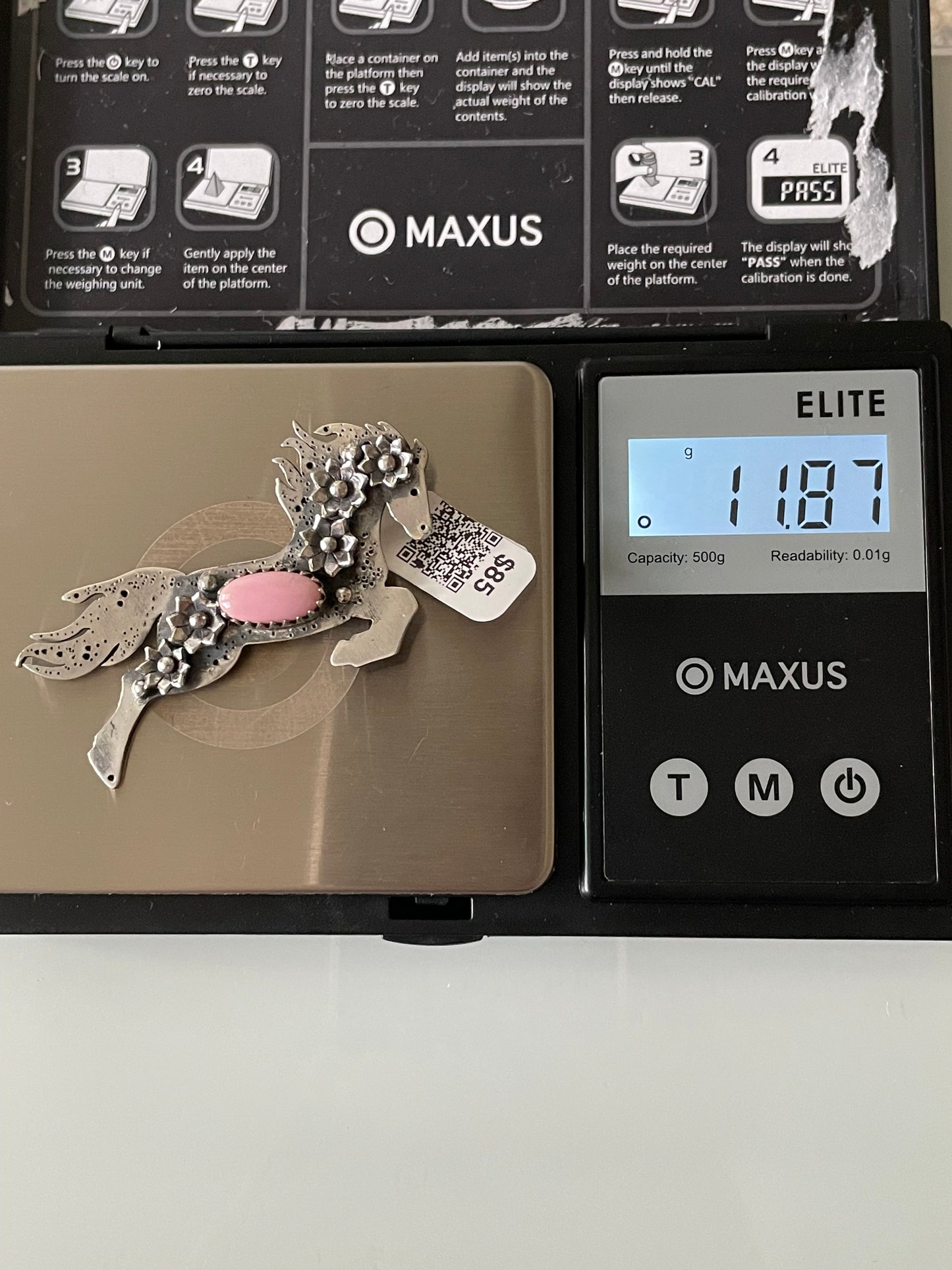 Pink Conch Horse Pendant | Sterling Silver | A664