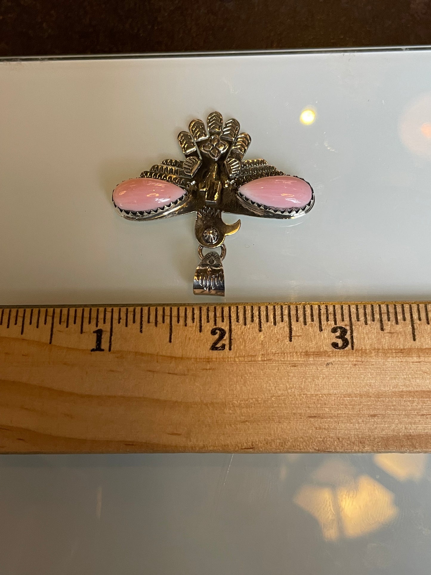 Pink Conch Thunderbird Pendant | 925 Sterling Silver C531