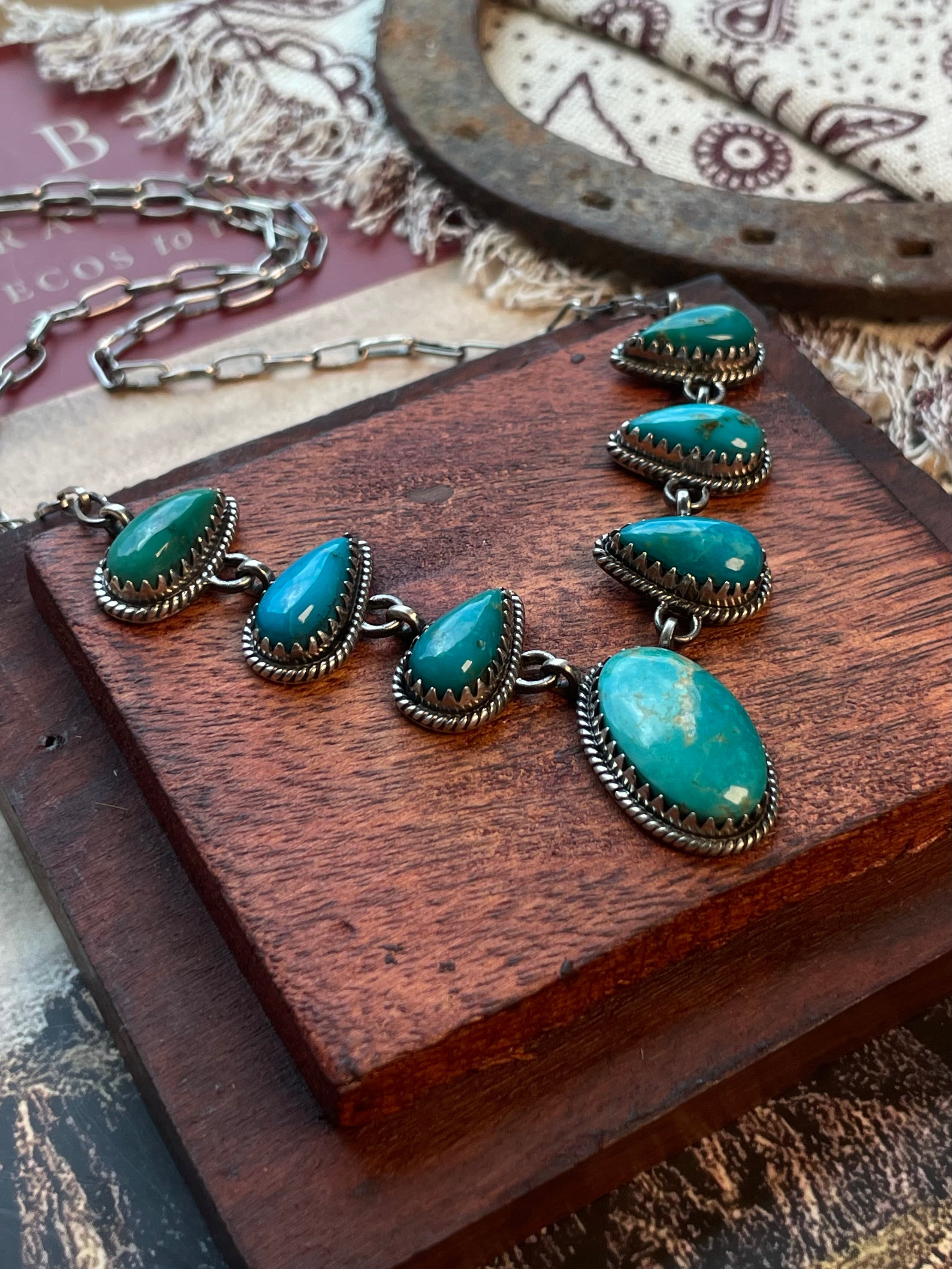 Kingman Turquoise Lariat Necklace | 925 Sterling Silver D215