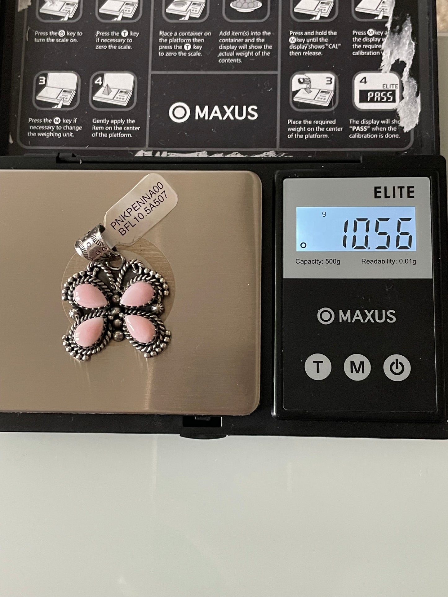 Pink Conch Butterfly Pendant | Sterling Silver | A507