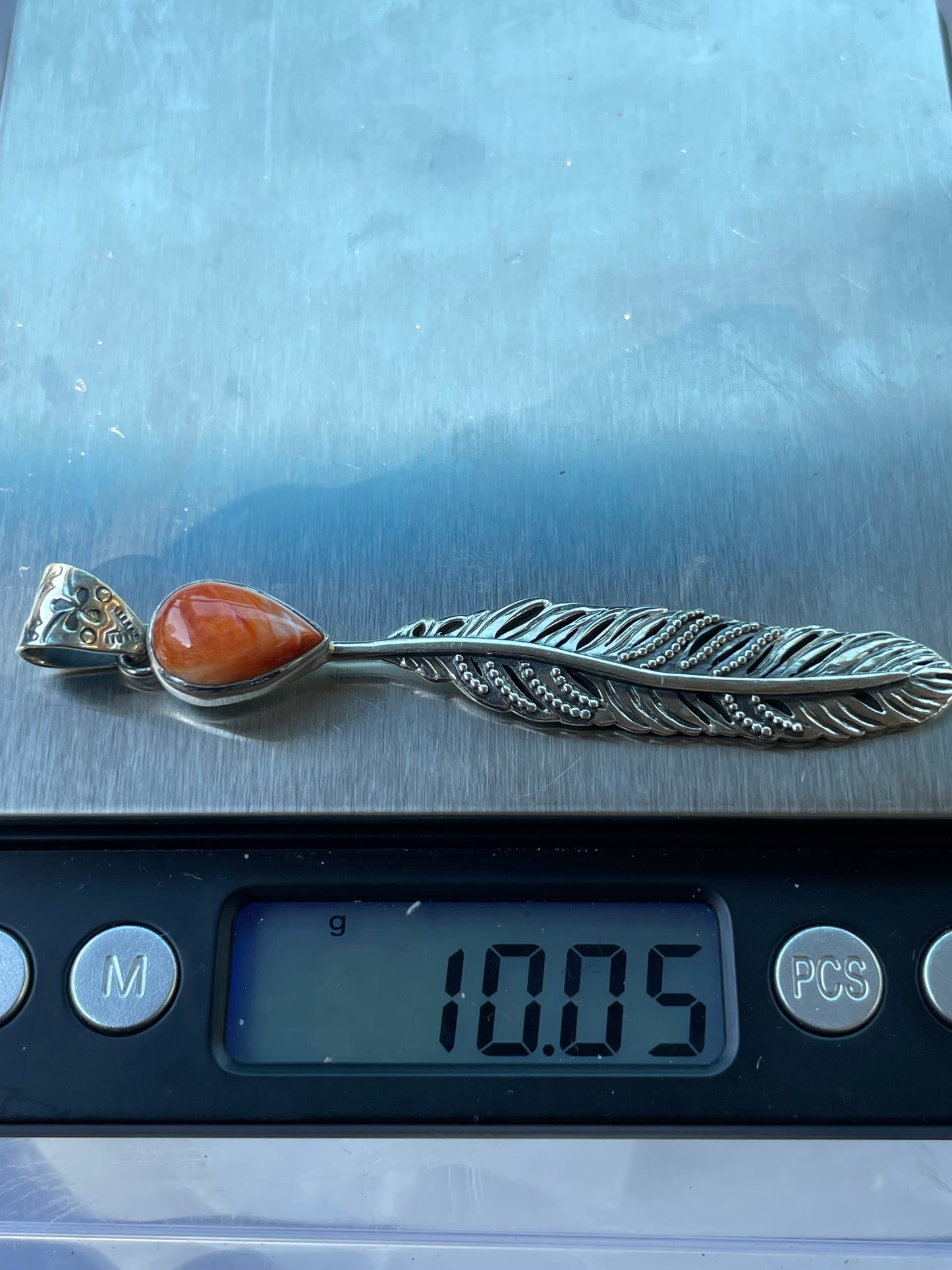 Spiny Oyster Feather Pendant | 925 Sterling Silver Z24