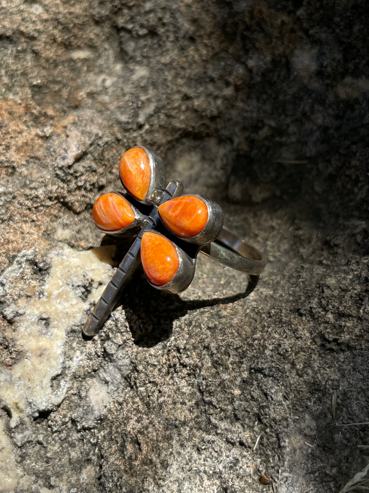 Spiny Oyster Dragonfly Ring Size 9.75 | 925 Sterling Silver D266