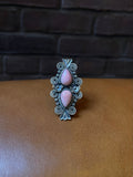 Pink Conch Floral Ring Size 7 | 925 Sterling Silver C561
