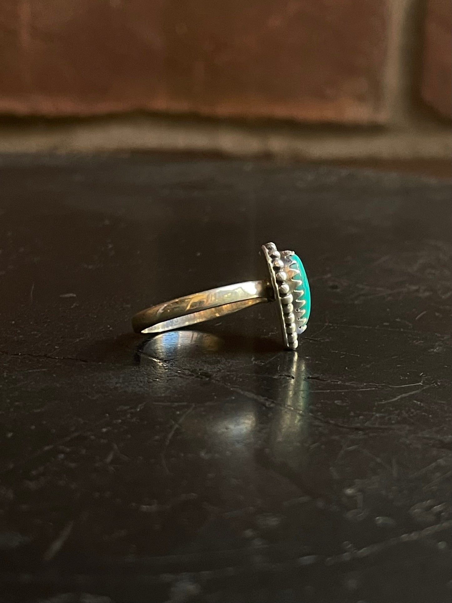 Kingman Turquoise Heart Ring | Sterling Silver | Size 8  G361