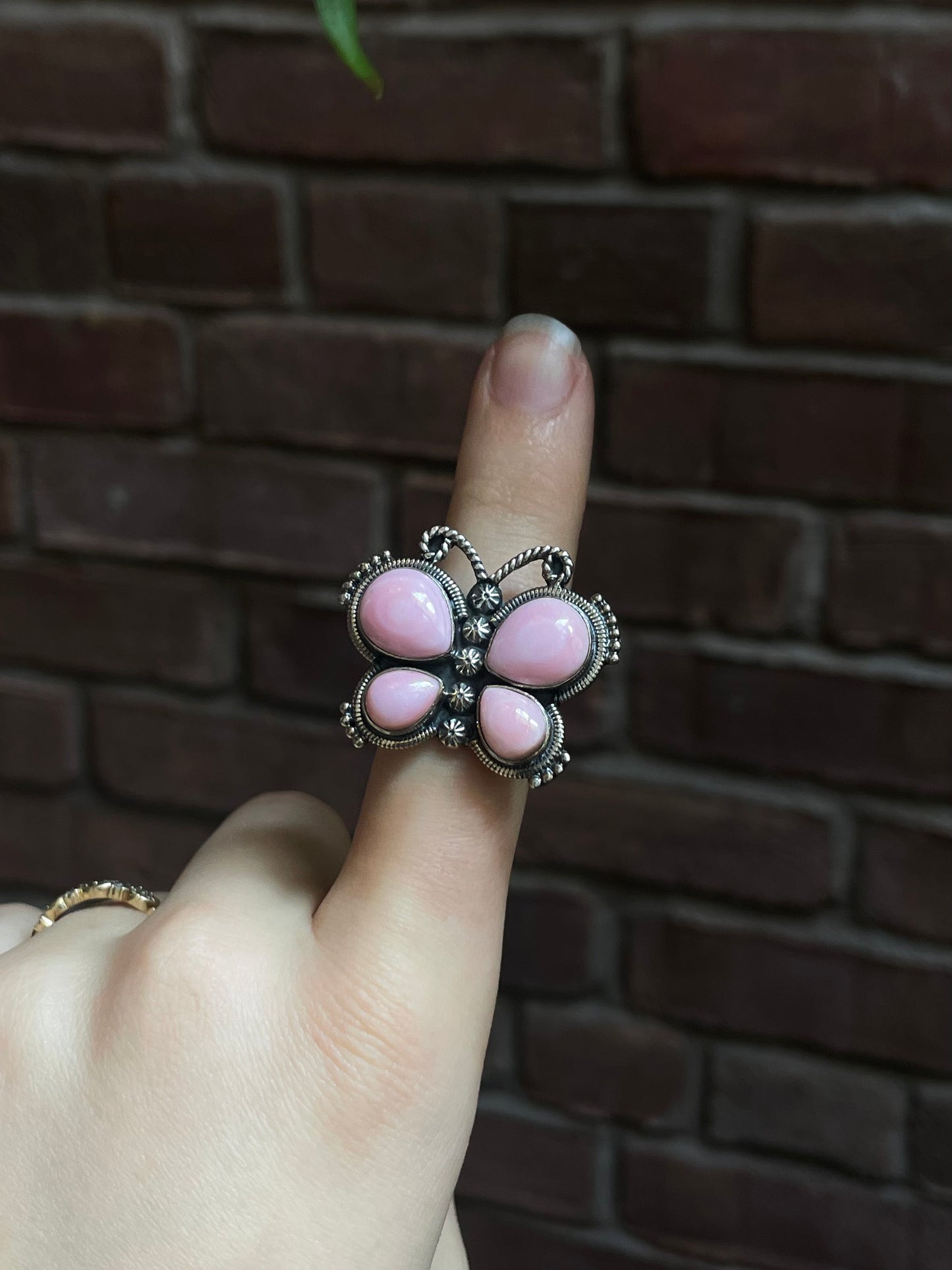 Pink Conch Butterfly Ring | 925 Sterling Silver | Size 9 E294