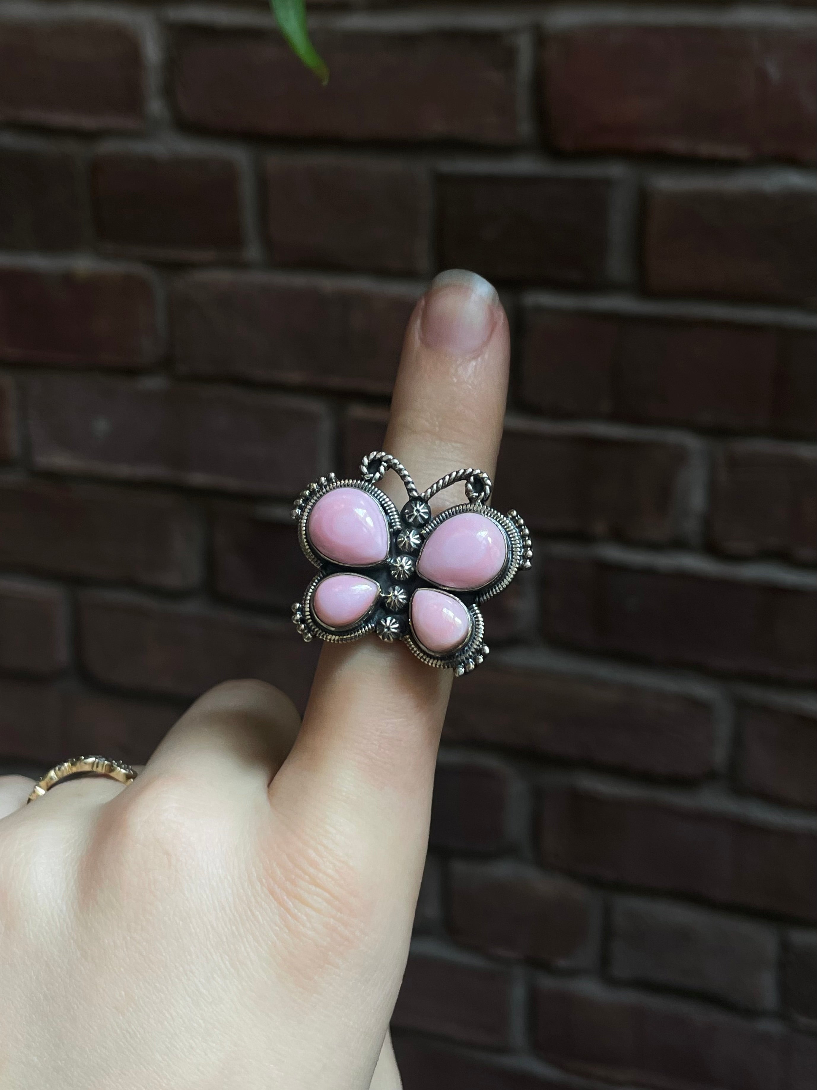 Pink Conch Butterfly Ring | 925 Sterling Silver | Size 9 E294