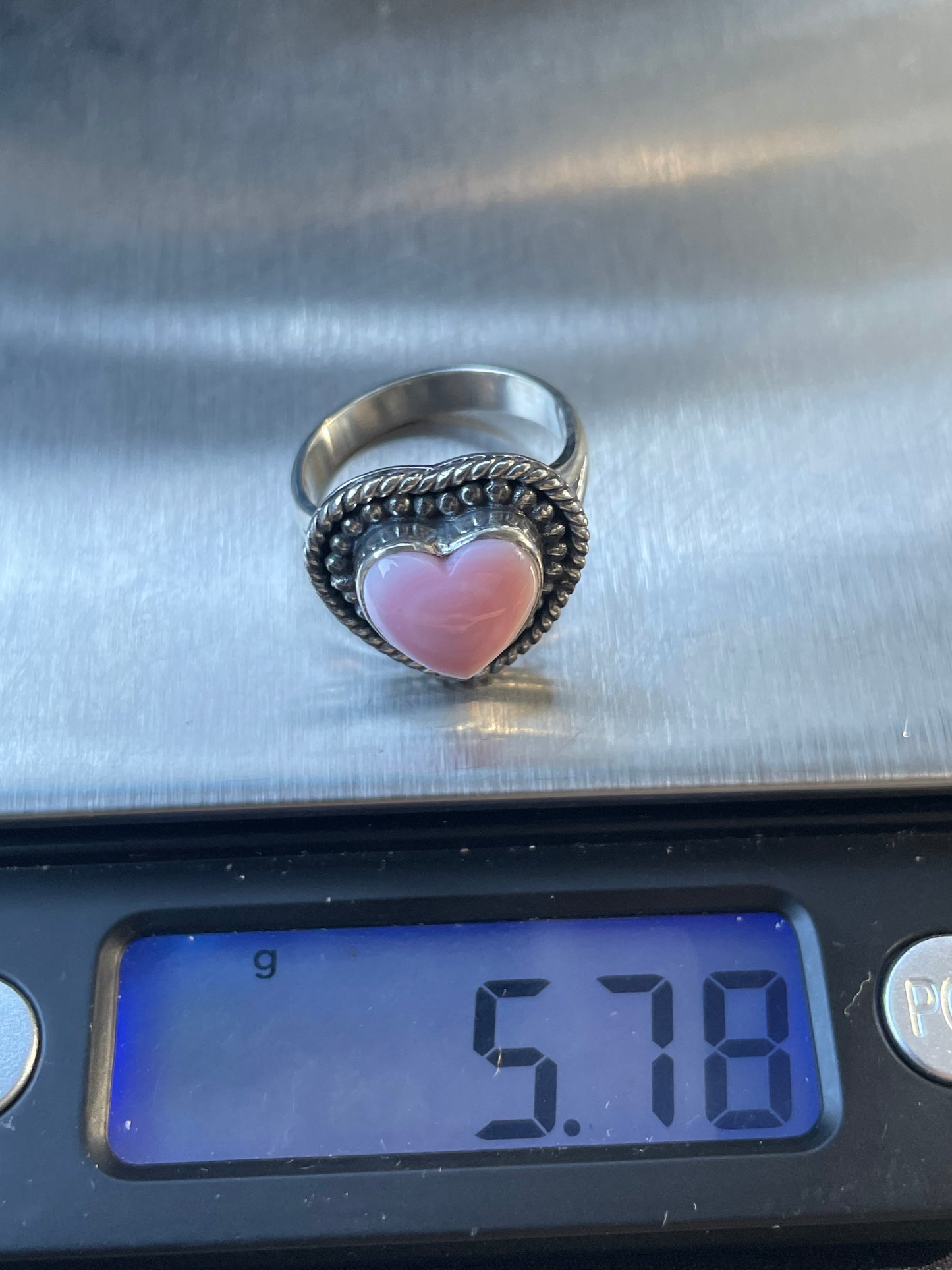 Pink Conch Heart Ring Size 6.75 | 925 Sterling Silver Southwest B989