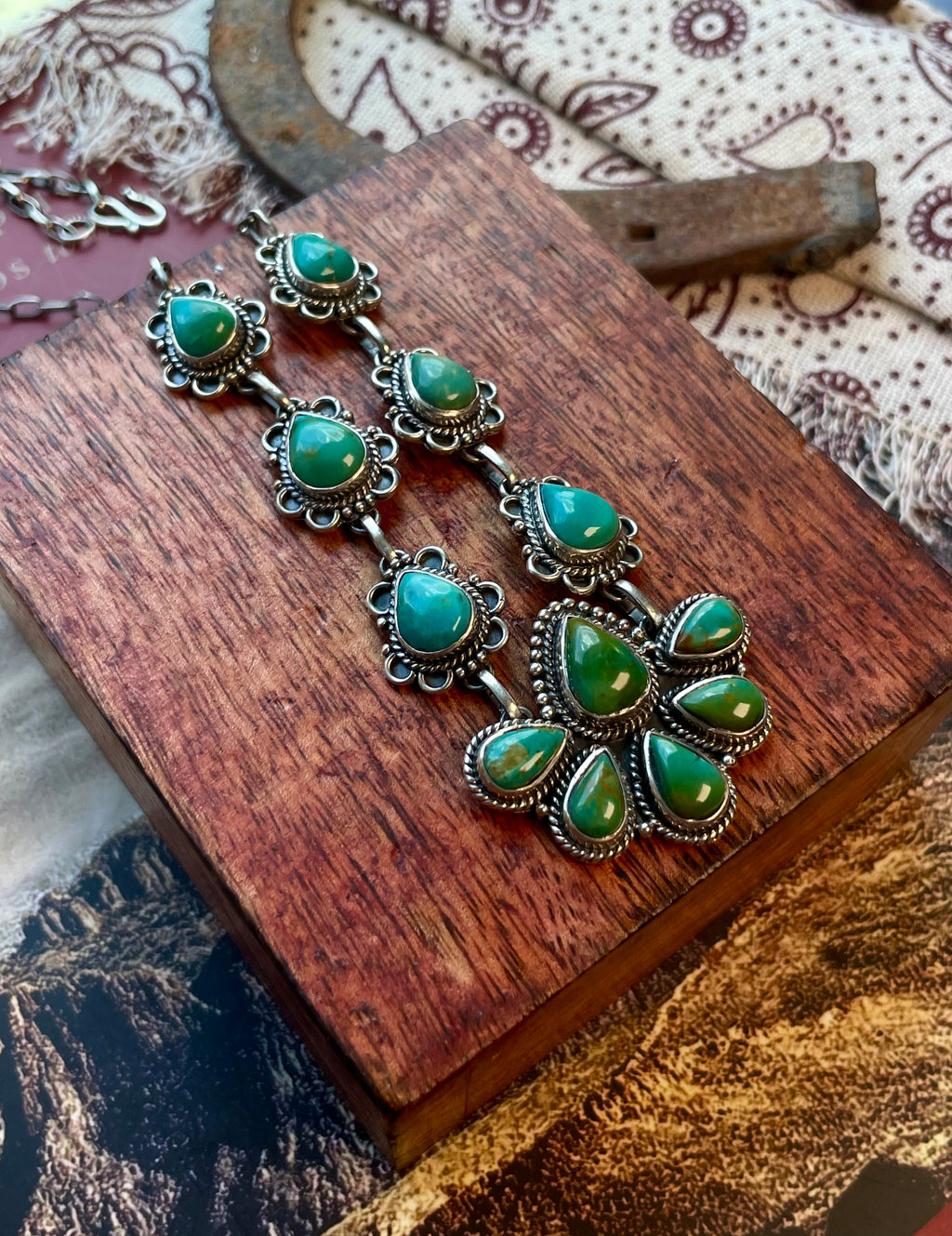 Kingman Turquoise Cluster Necklace | 925 Sterling Silver D229