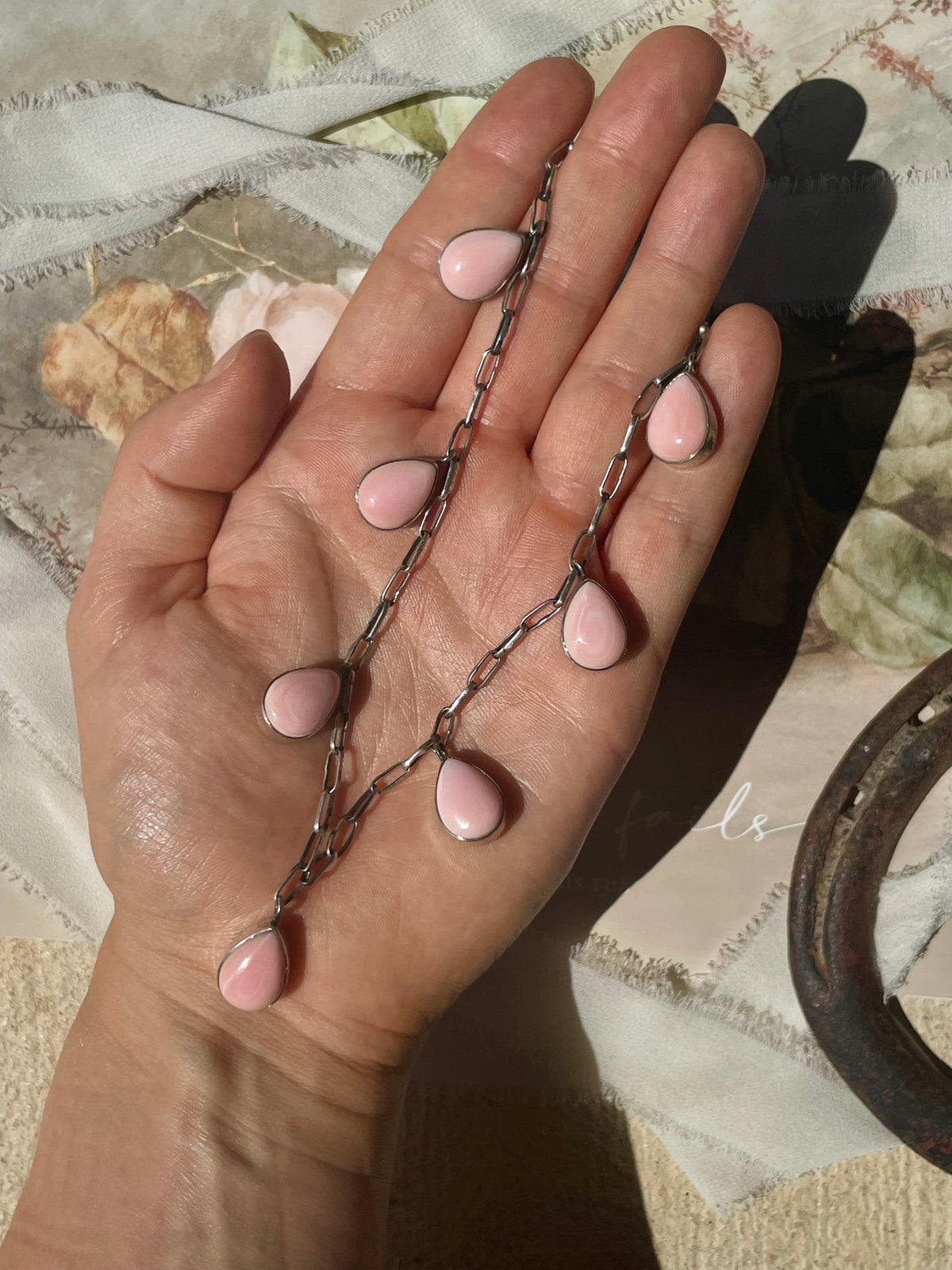 Pink Conch Teardrop Necklace | 925 Sterling Silver D240