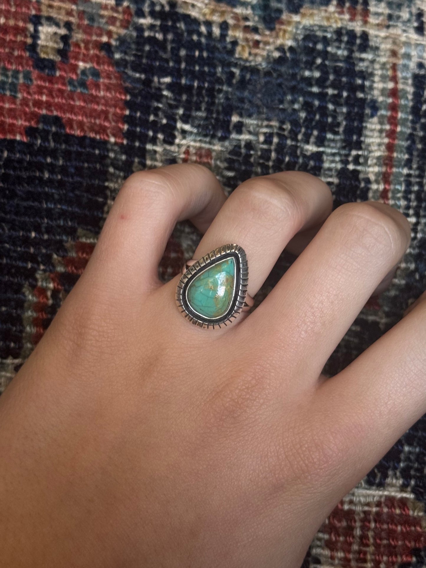 Turquoise Ring | 925 Sterling Silver | Size 7.5 C263