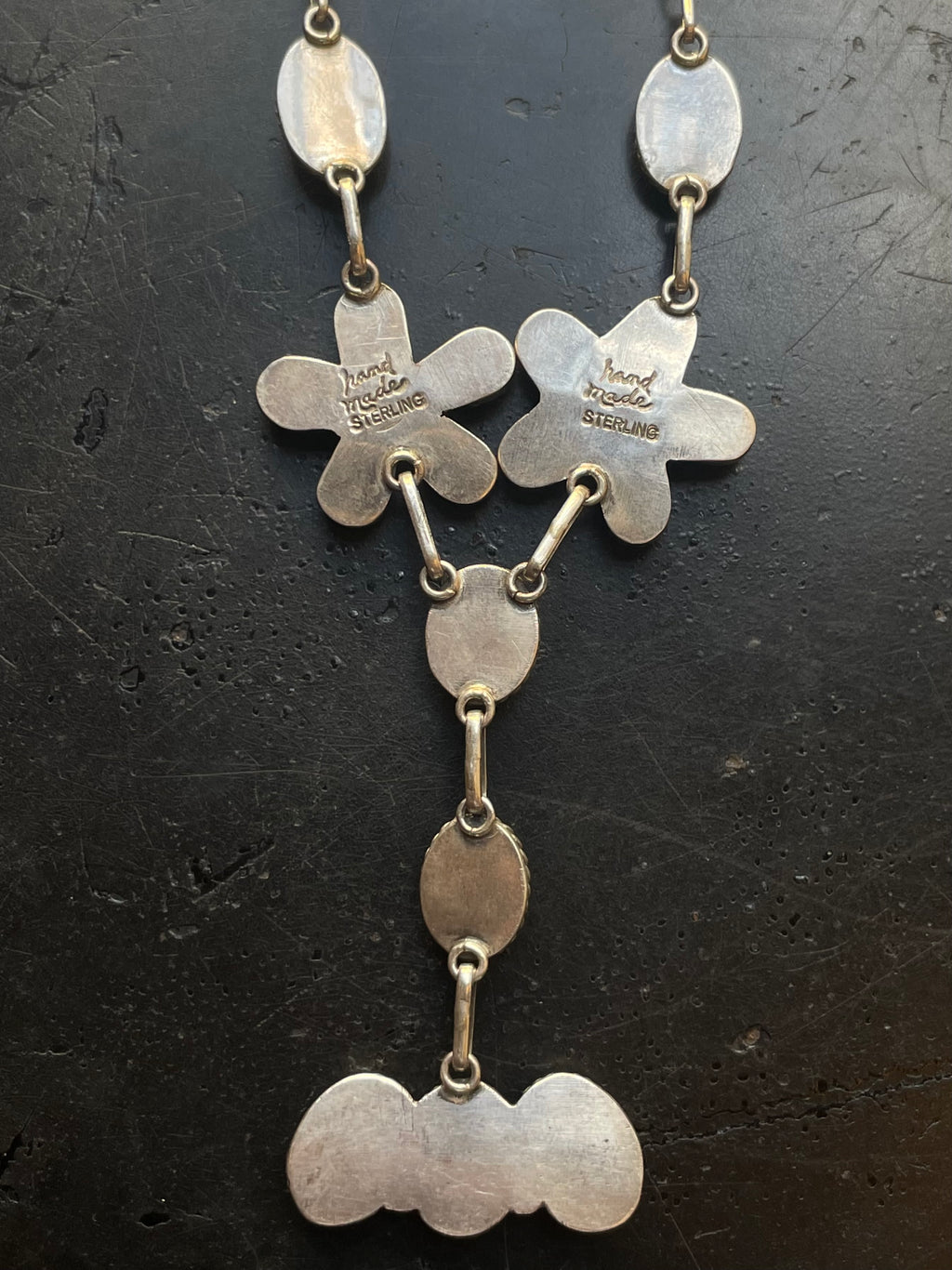 Kingman Turquoise Floral Lariat Necklace | 925 Sterling Silver G609