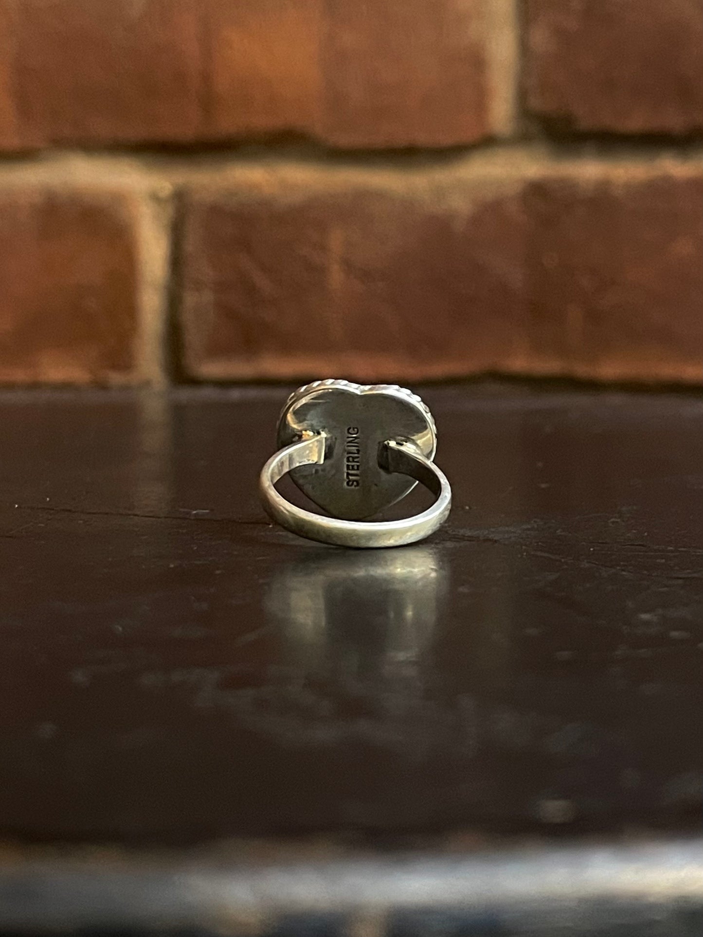 Kingman Turquoise Heart Ring | Sterling Silver | Size 5.5  G375