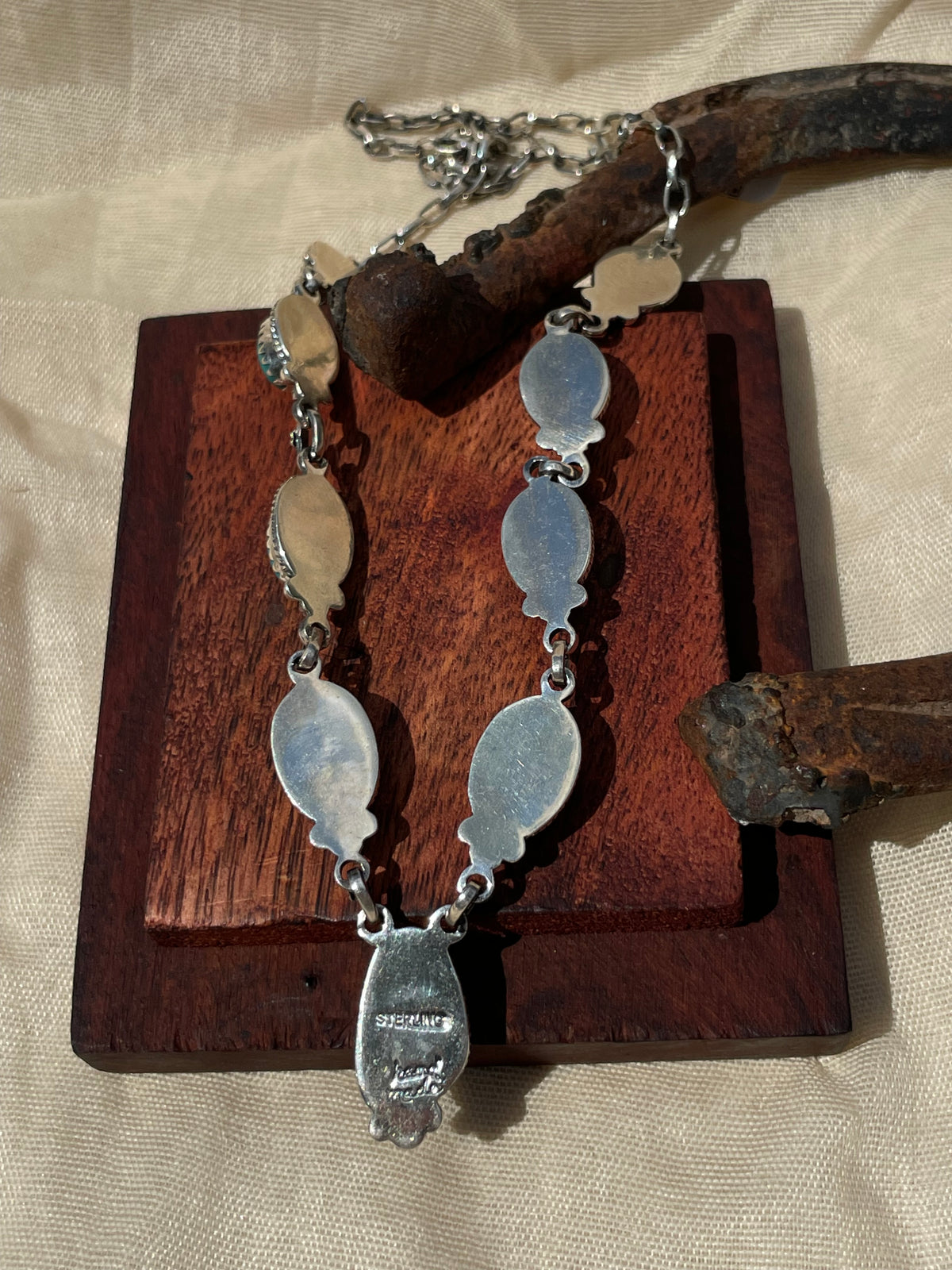 Turquoise Link Necklace | 925 Sterling Silver D319