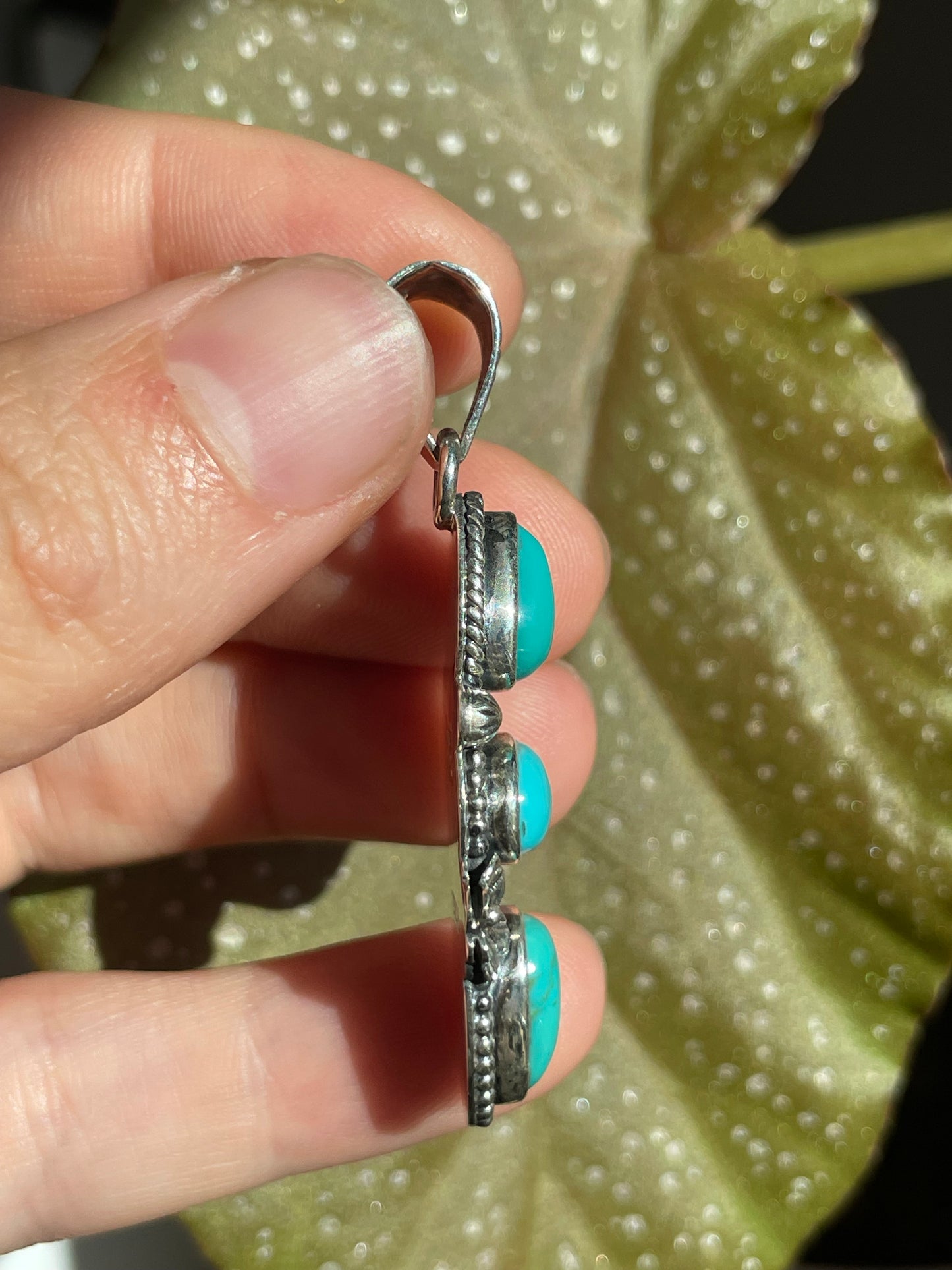 Turquoise 3 Stone Pendant | Sterling Silver 925 B849