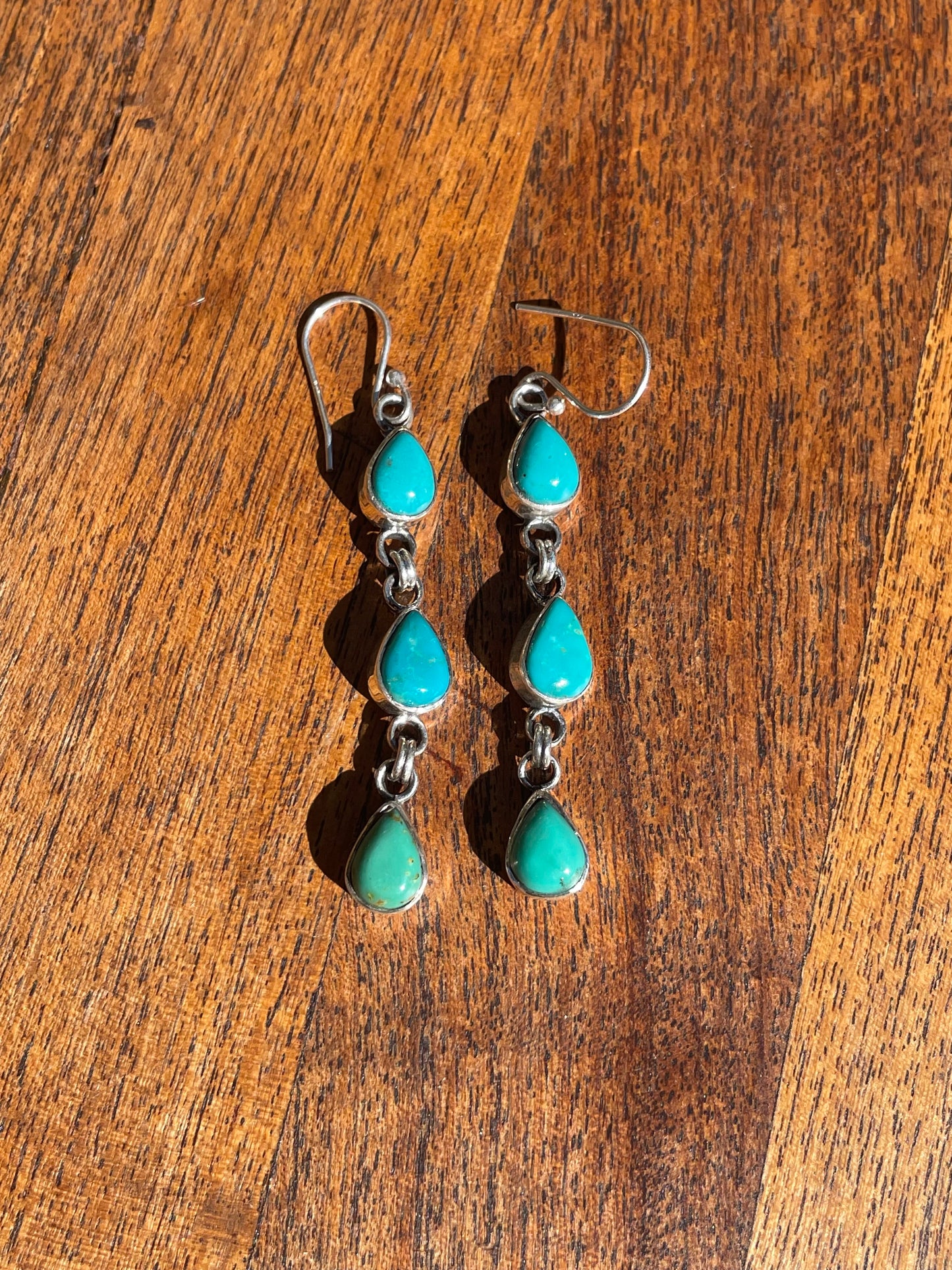 Kingman Turquoise Drop Dangle Earrings | 925 Sterling Silver C828