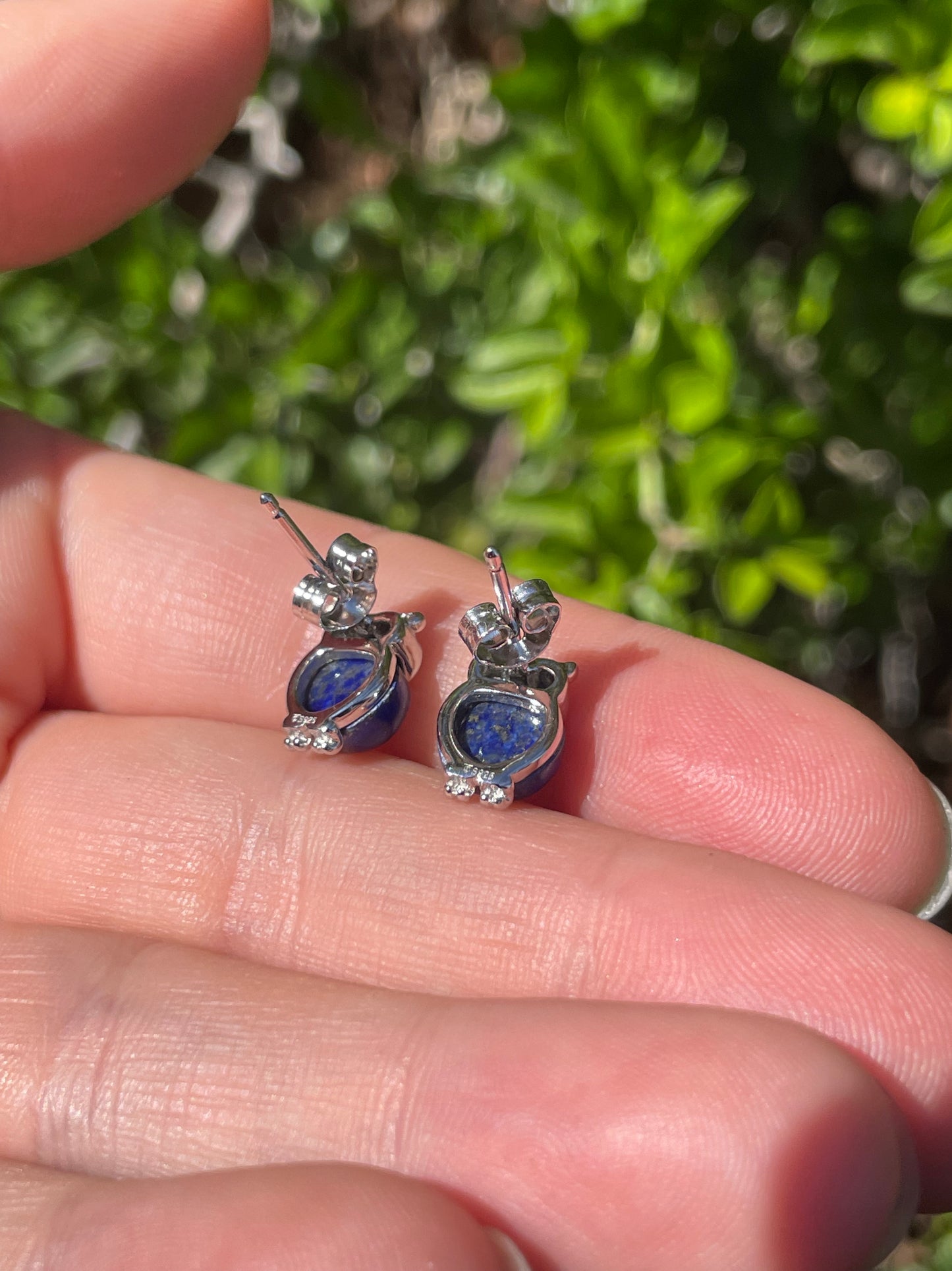 Lapis Flower Stud Earrings | 925 Sterling Silver B596