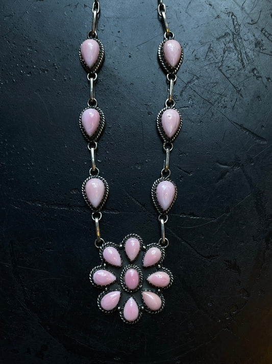 Pink Conch Flower Necklace | 925 Sterling Silver E336