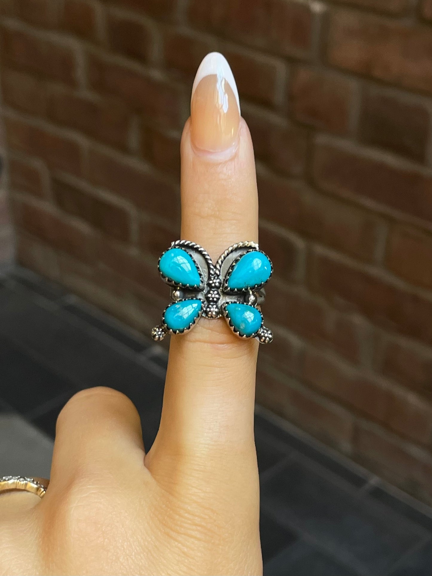 Turquoise Butterfly Ring Size 7.5 | Sterling Silver E885