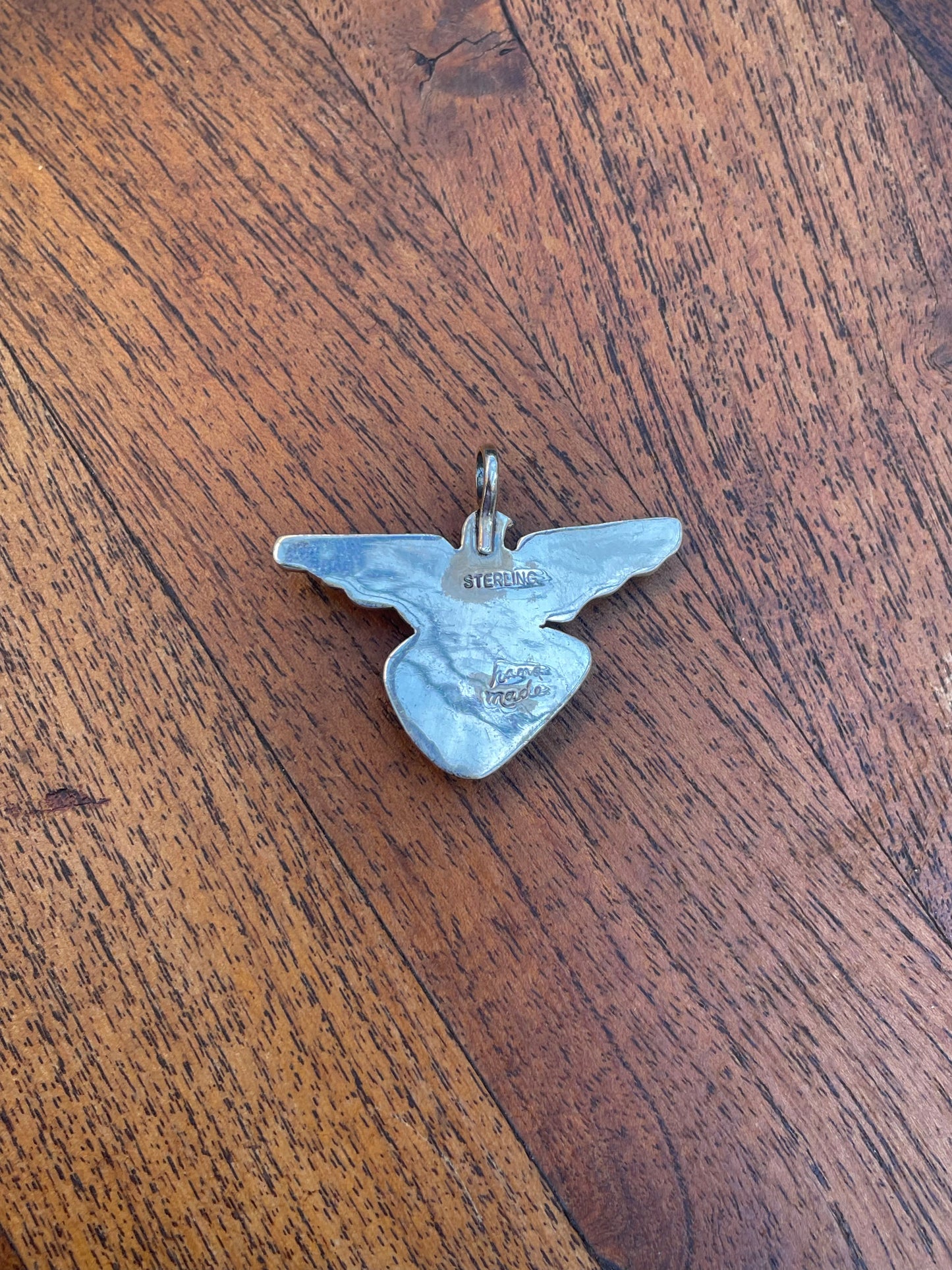 Turquoise & Coral Thunderbird Pendant | 925 Sterling Silver C820