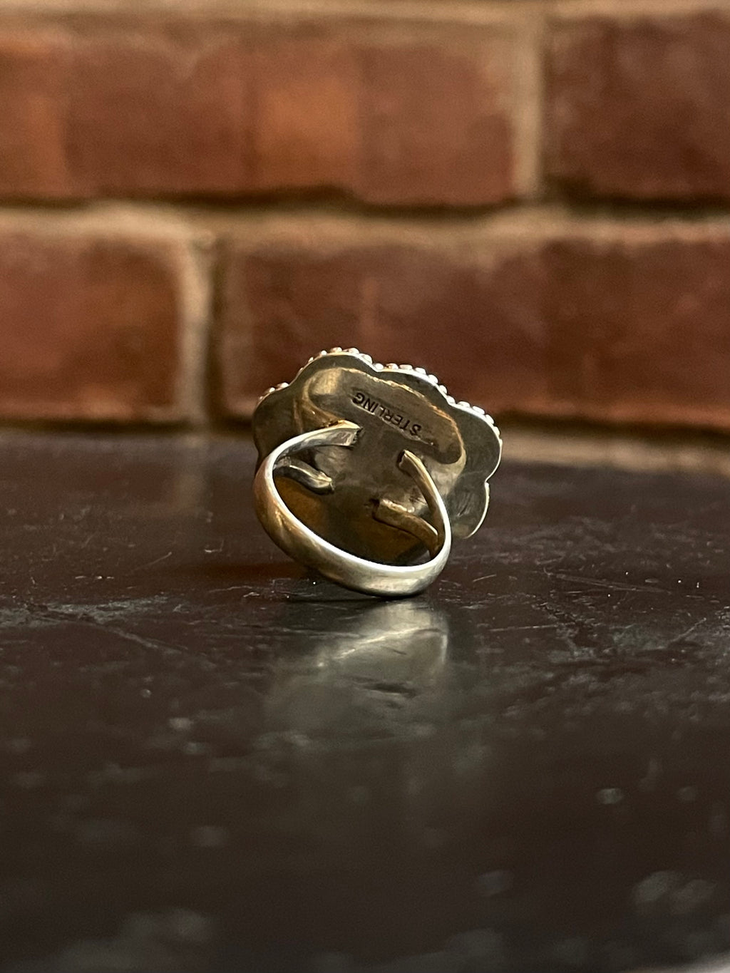 Pink Conch Heart & Kingman Turquoise Ring Size 7 | Sterling Silver G486