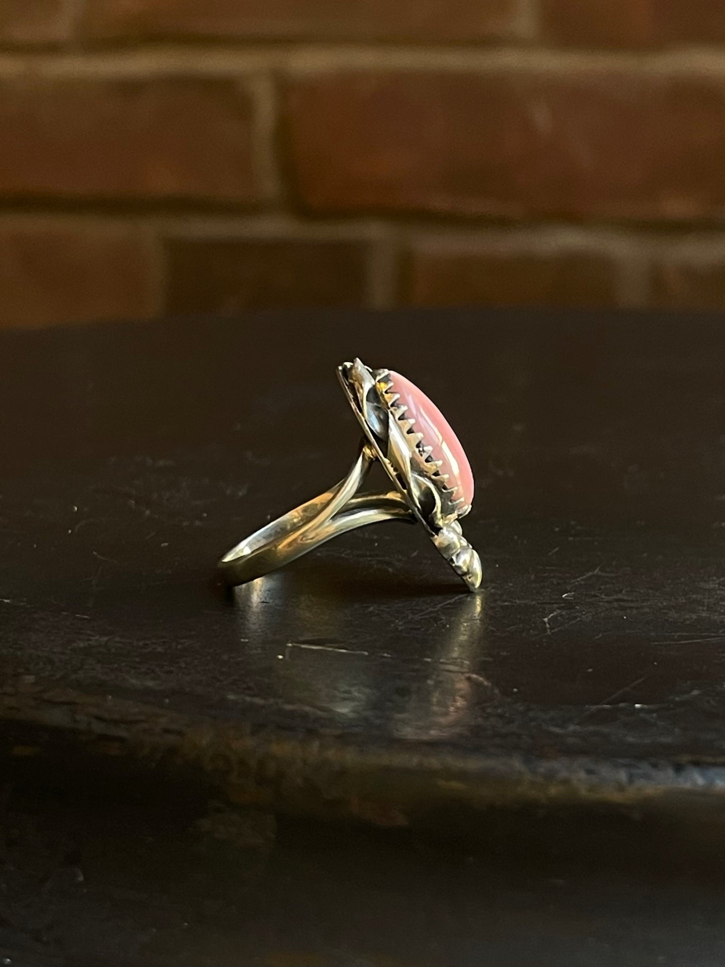 Pink Conch Tear Drop Ring Size 7| Sterling Silver E912