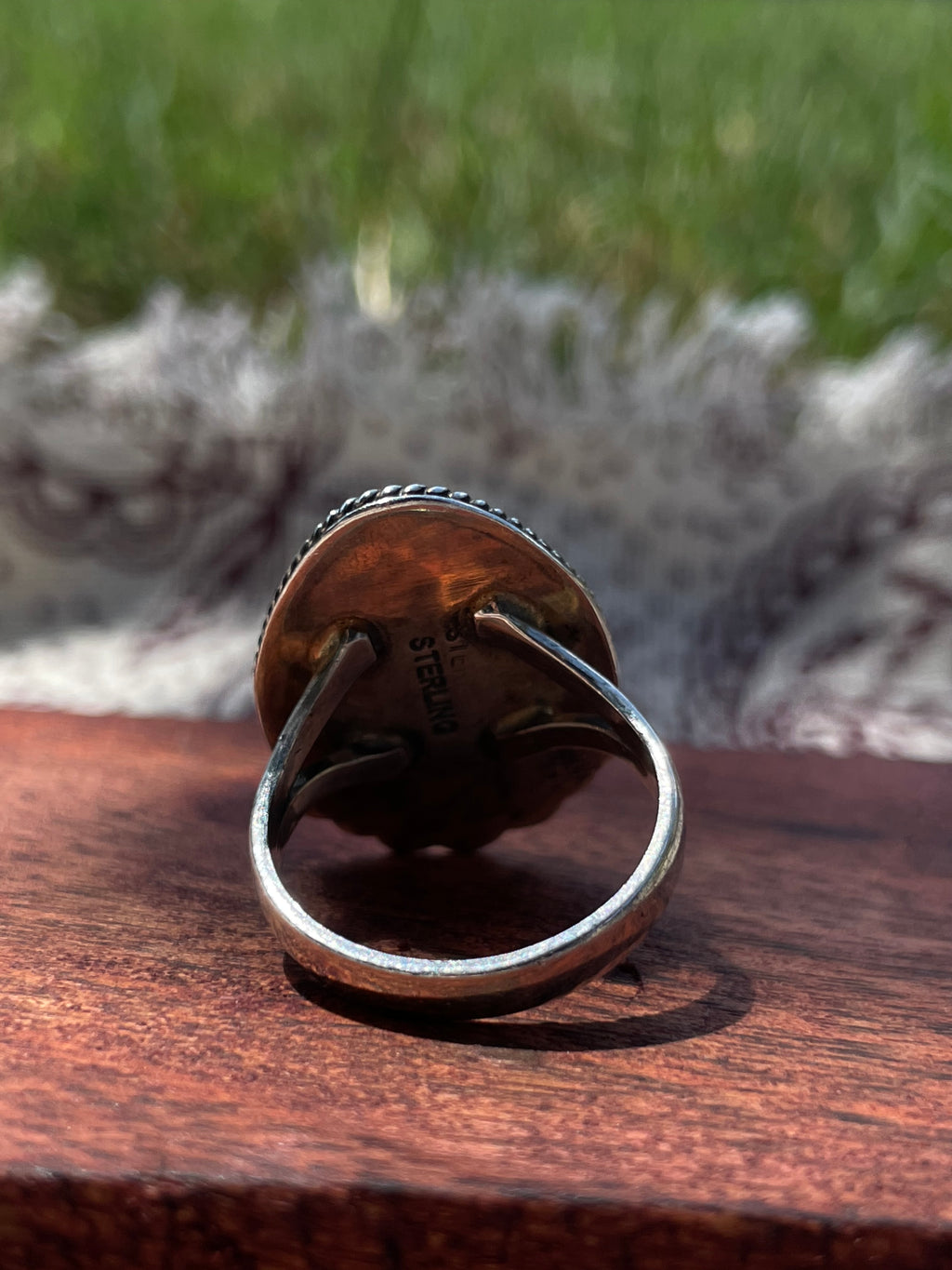 Pink Conch Teardrop Ring | 925 Sterling Silver Size 8 D308