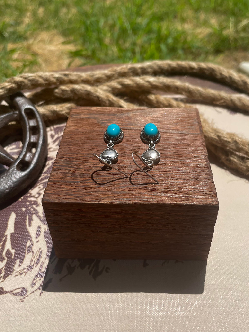 Turquoise Heart Dangle Earrings | 925 Sterling Silver G711