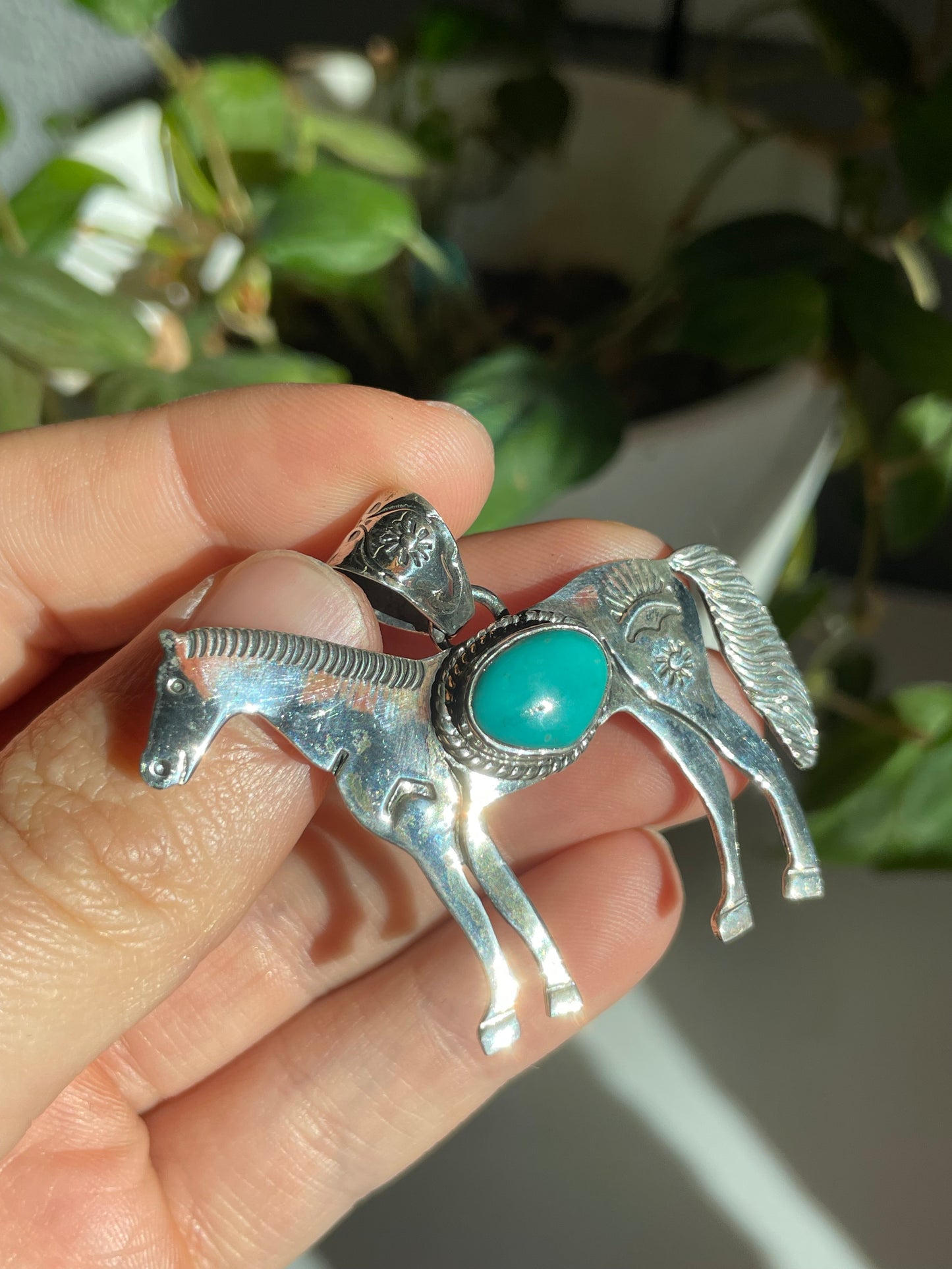 Turquoise Horse Pendant | Sterling Silver 925 B791