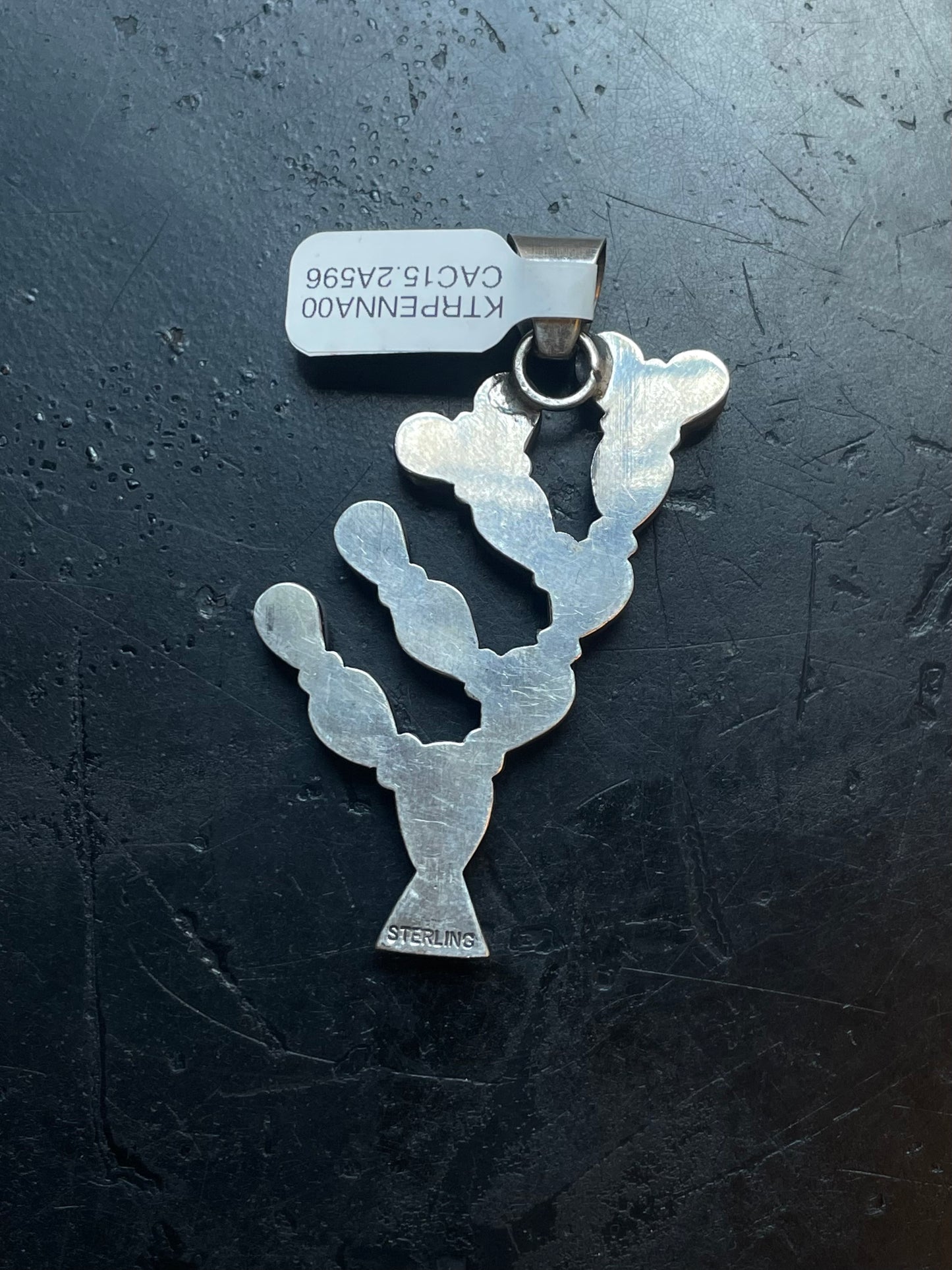 Kingman Turquoise Cactus Pendant | Sterling Silver | A596