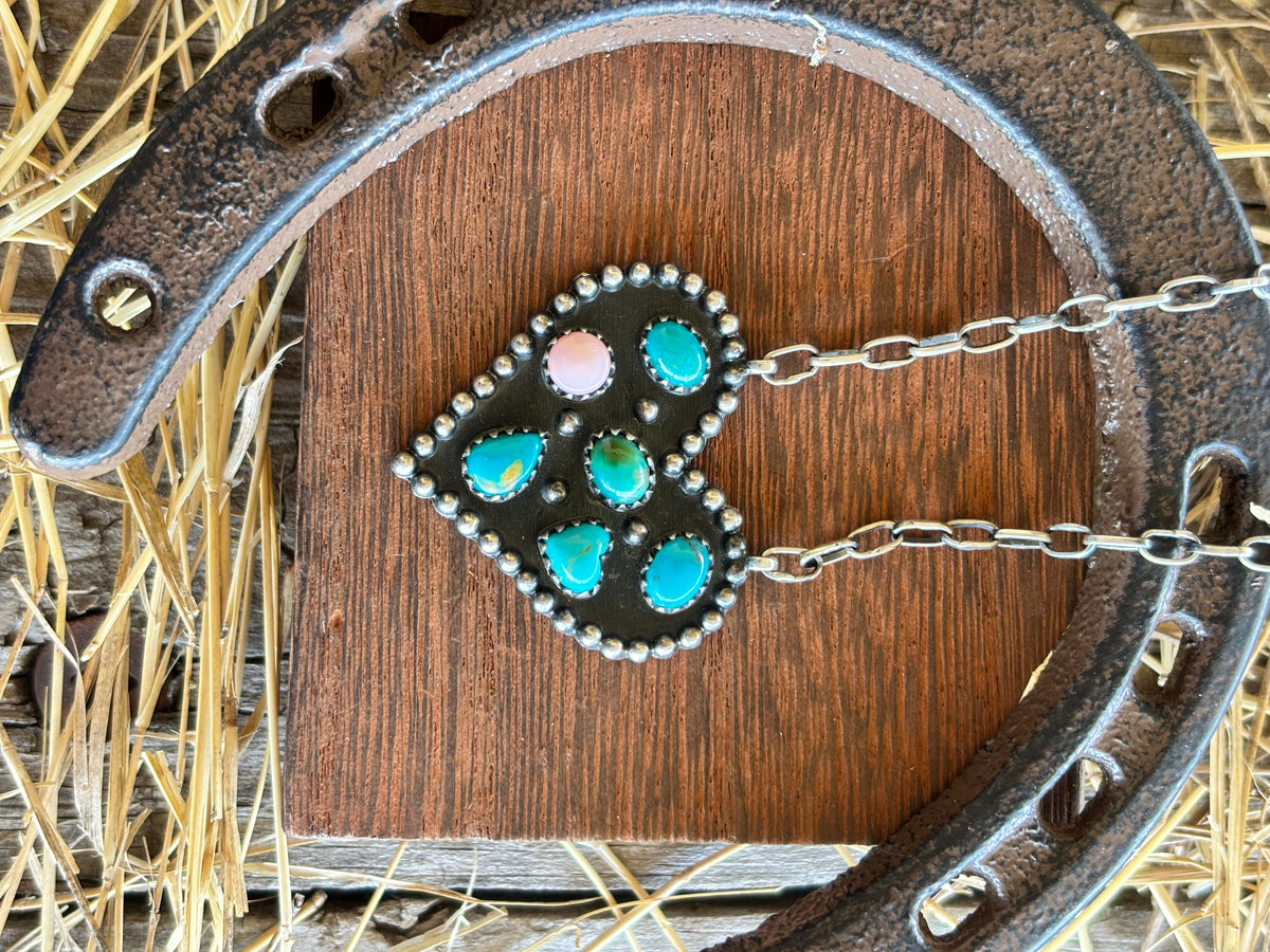 Turquoise Multistone Heart Necklace | 925 Sterling Silver Z33